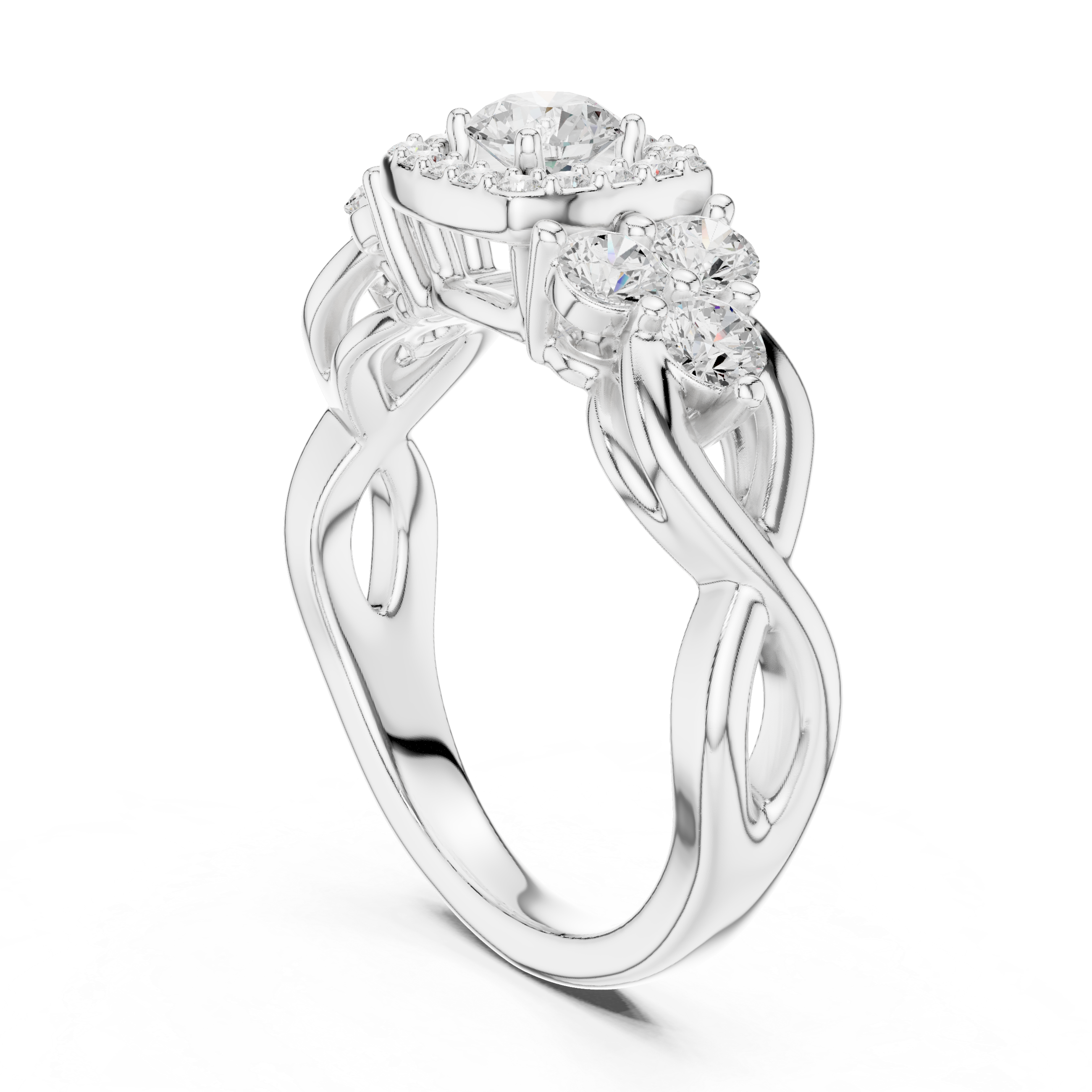 Infinity Loop Halo Diamond Ring with Micro Pave Band