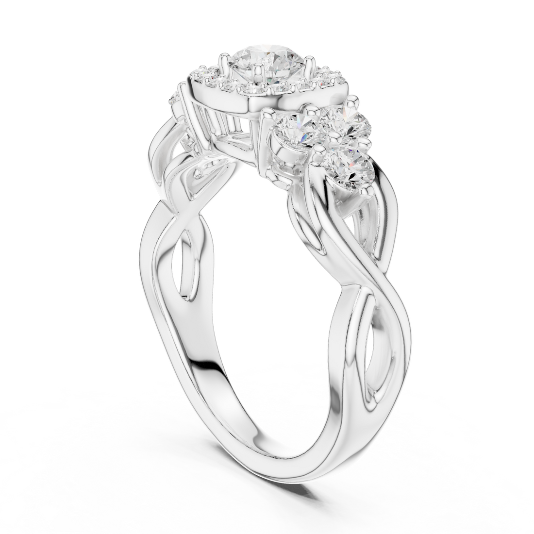 Infinity Loop Halo Diamond Ring with Micro Pave Band