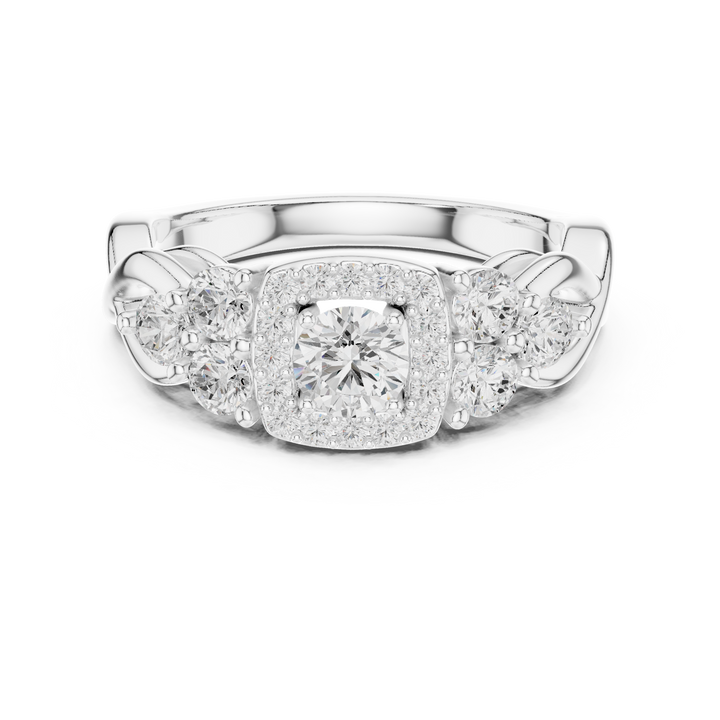 Infinity Loop Halo Diamond Ring with Micro Pave Band