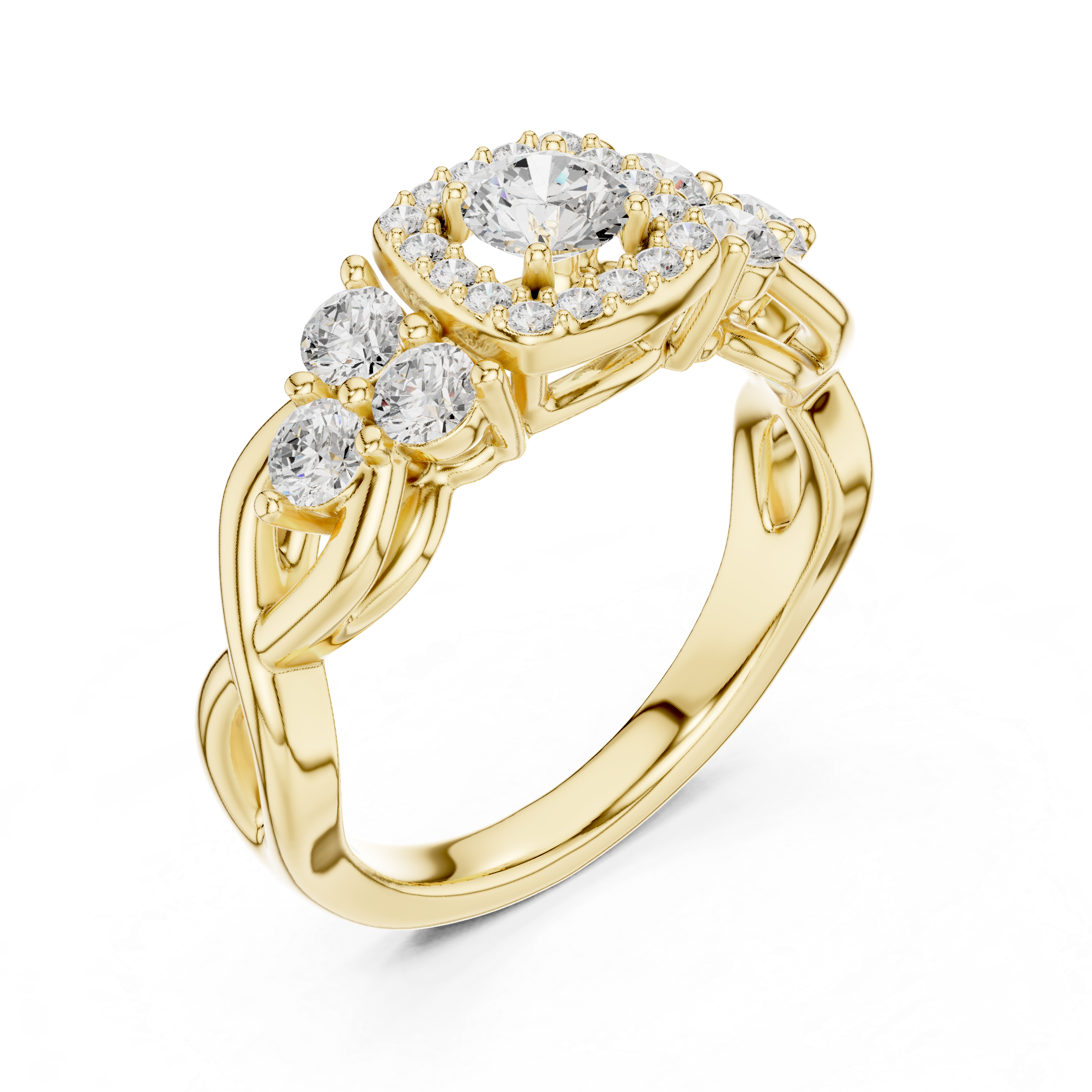 Infinity Loop Halo Diamond Ring with Micro Pave Band