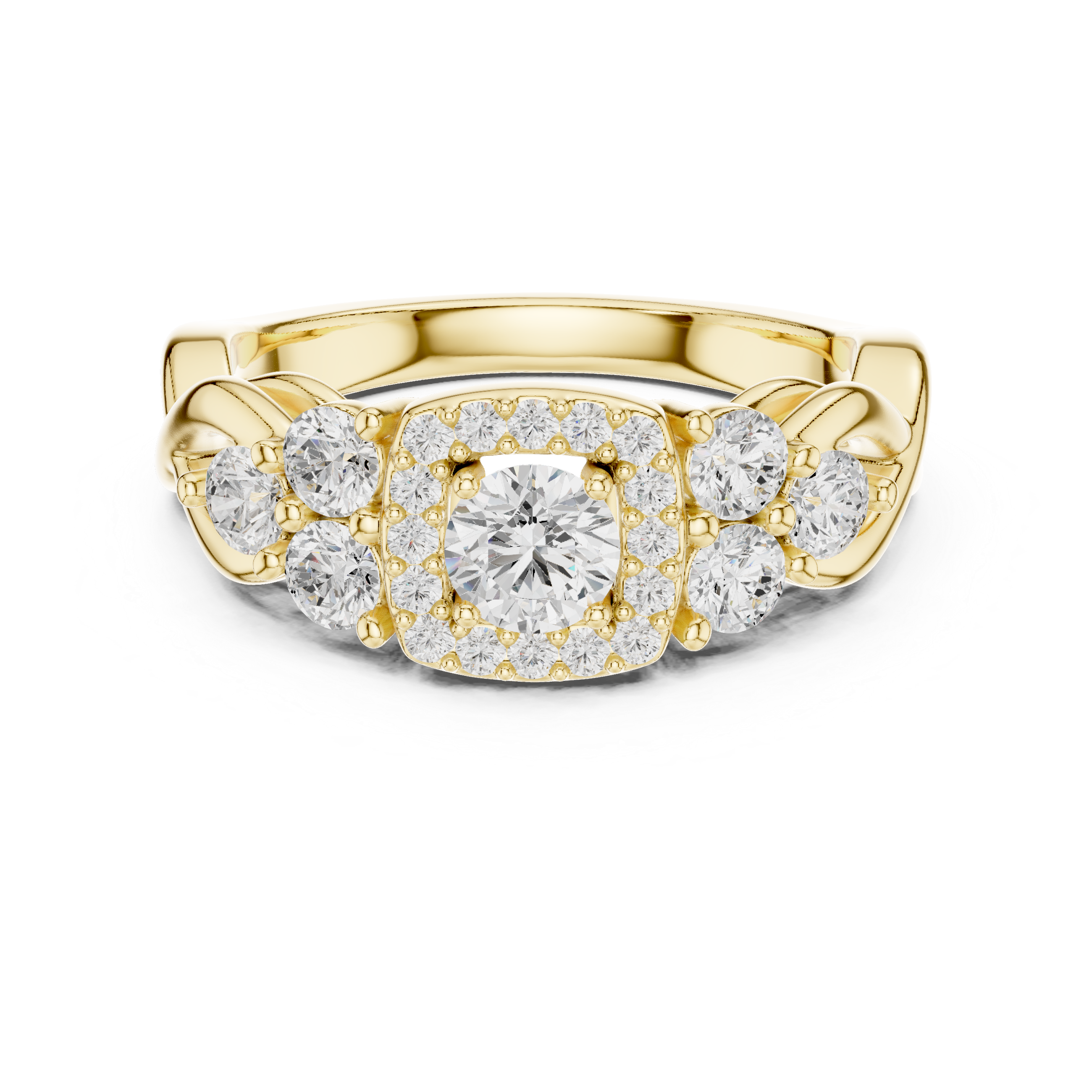 Infinity Loop Halo Diamond Ring with Micro Pave Band