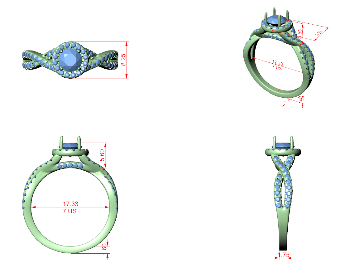 Crossover Loop Halo Diamond Ring with Brilliant Round Center