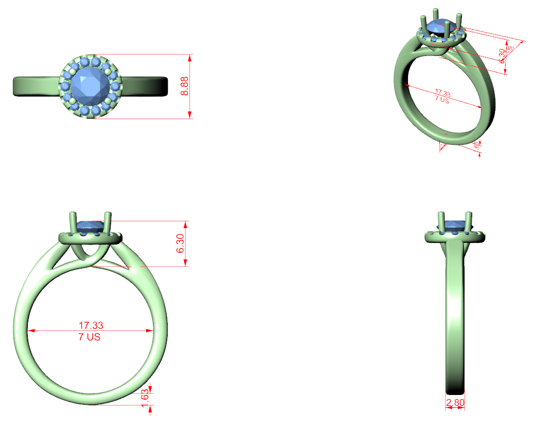 Unique Round Cut Halo Diamond Engagement Ring, White Gold Ring, Gift for Her