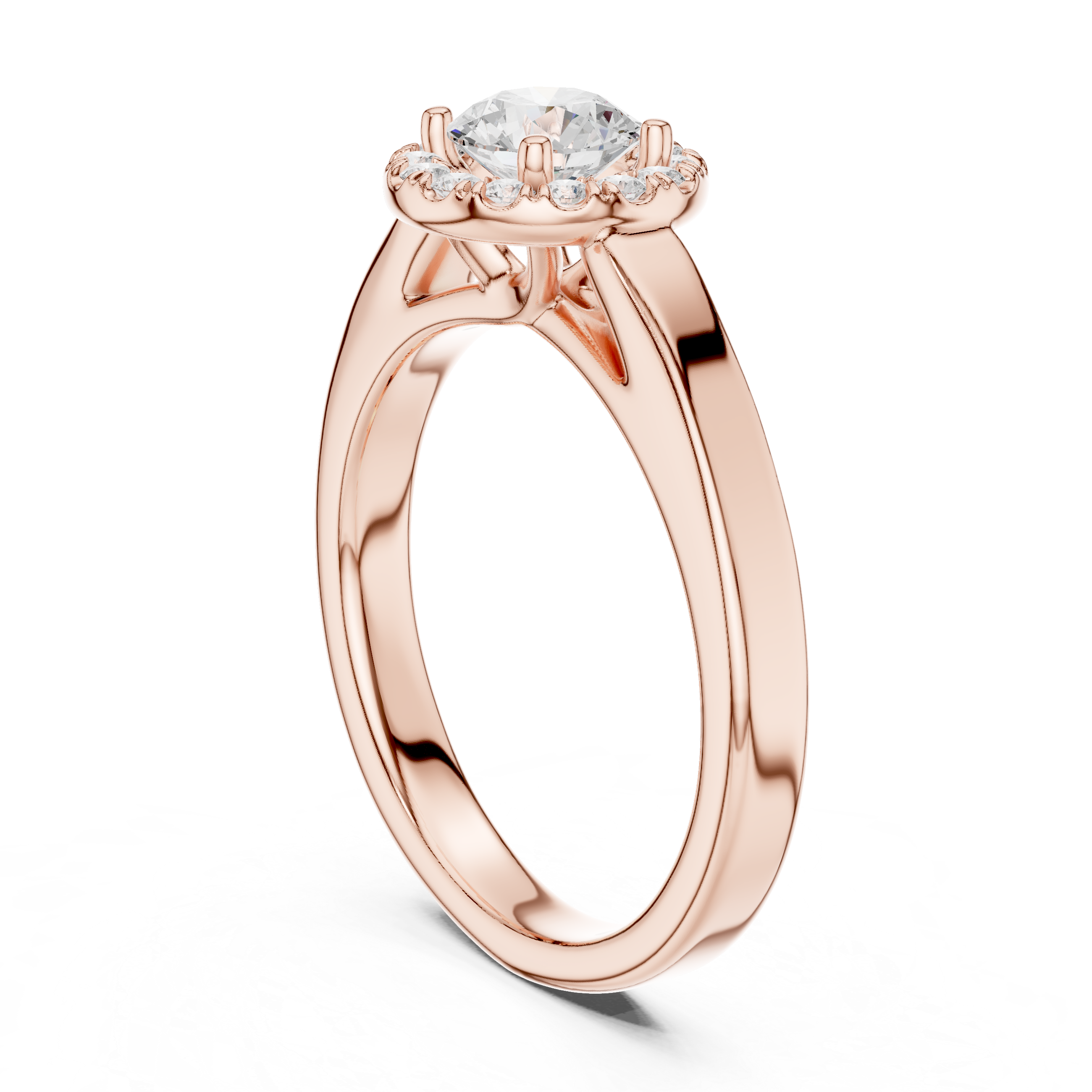 Unique Round Cut Halo Diamond Engagement Ring, White Gold Ring, Gift for Her