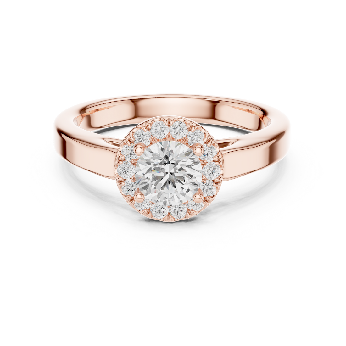 Unique Round Cut Halo Diamond Engagement Ring, White Gold Ring, Gift for Her
