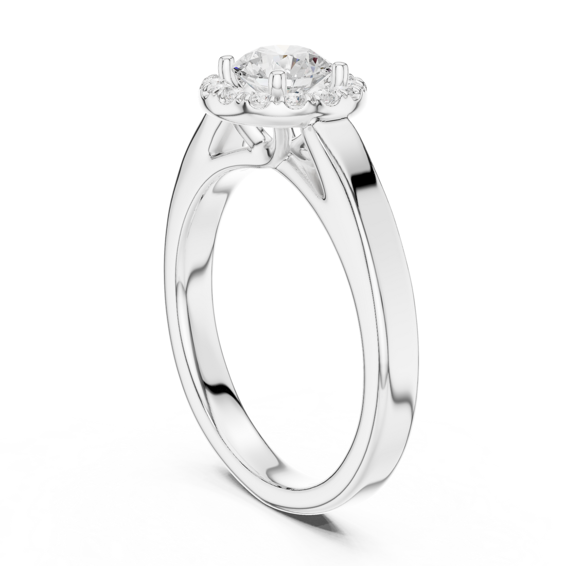 Unique Round Cut Halo Diamond Engagement Ring, White Gold Ring, Gift for Her