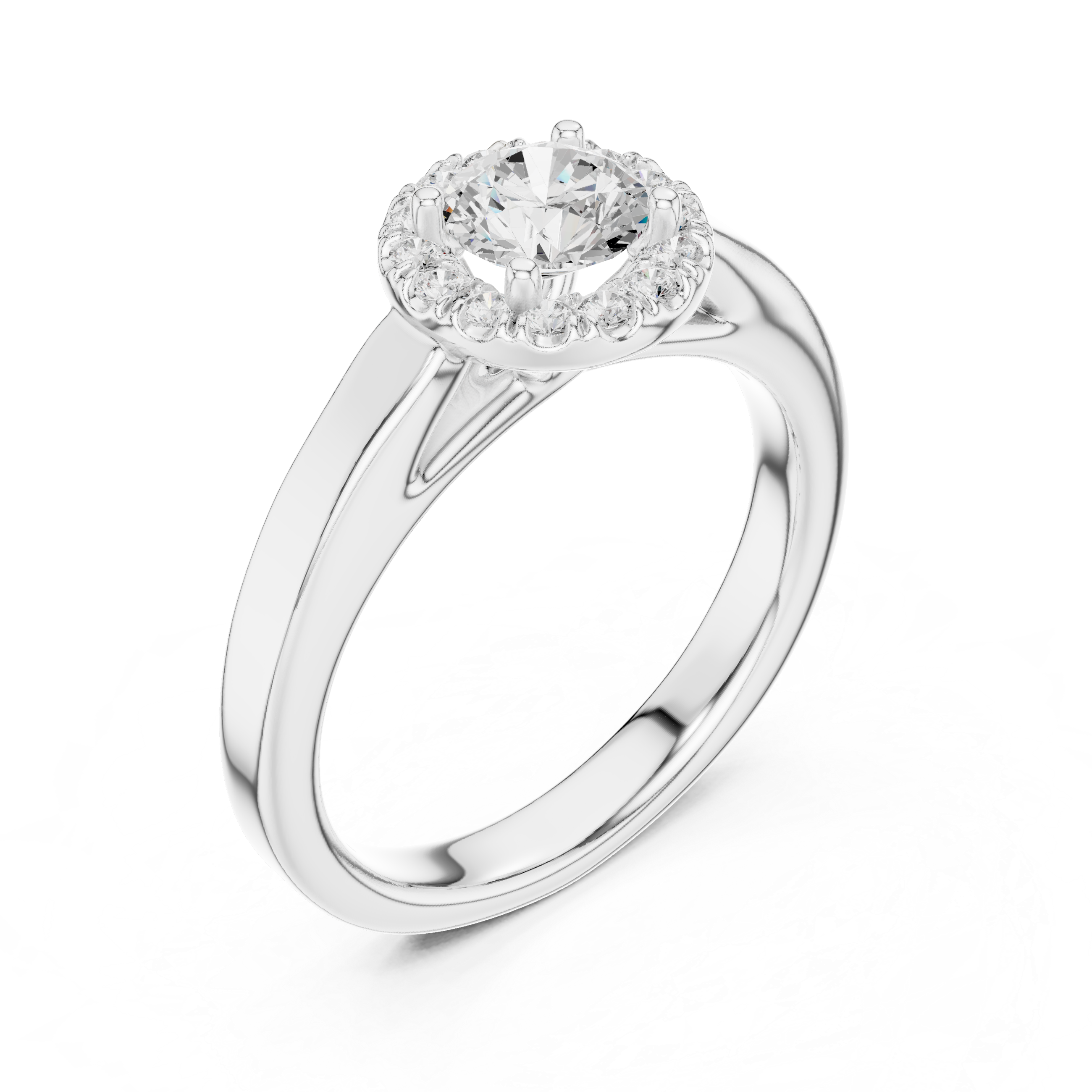 Unique Round Cut Halo Diamond Engagement Ring, White Gold Ring, Gift for Her