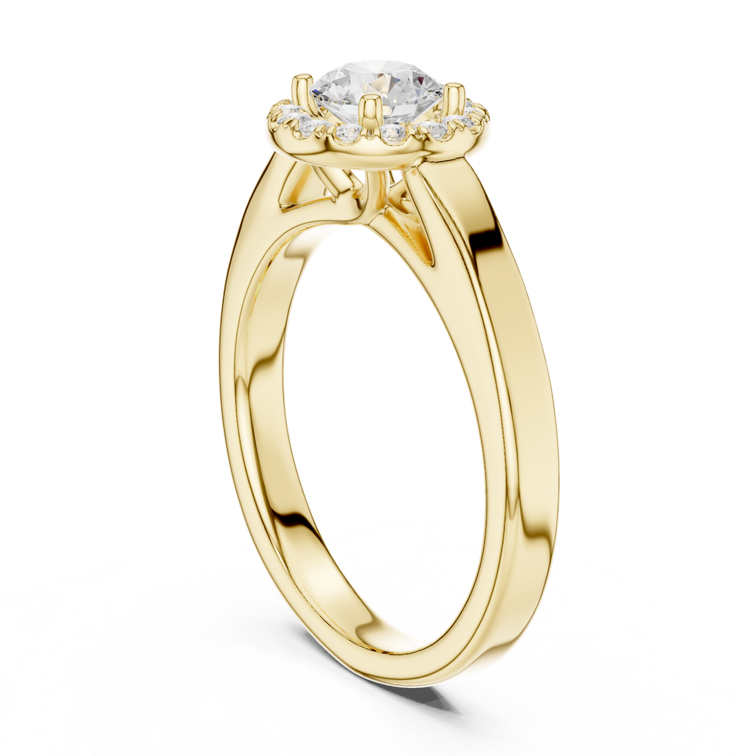 Unique Round Cut Halo Diamond Engagement Ring, White Gold Ring, Gift for Her