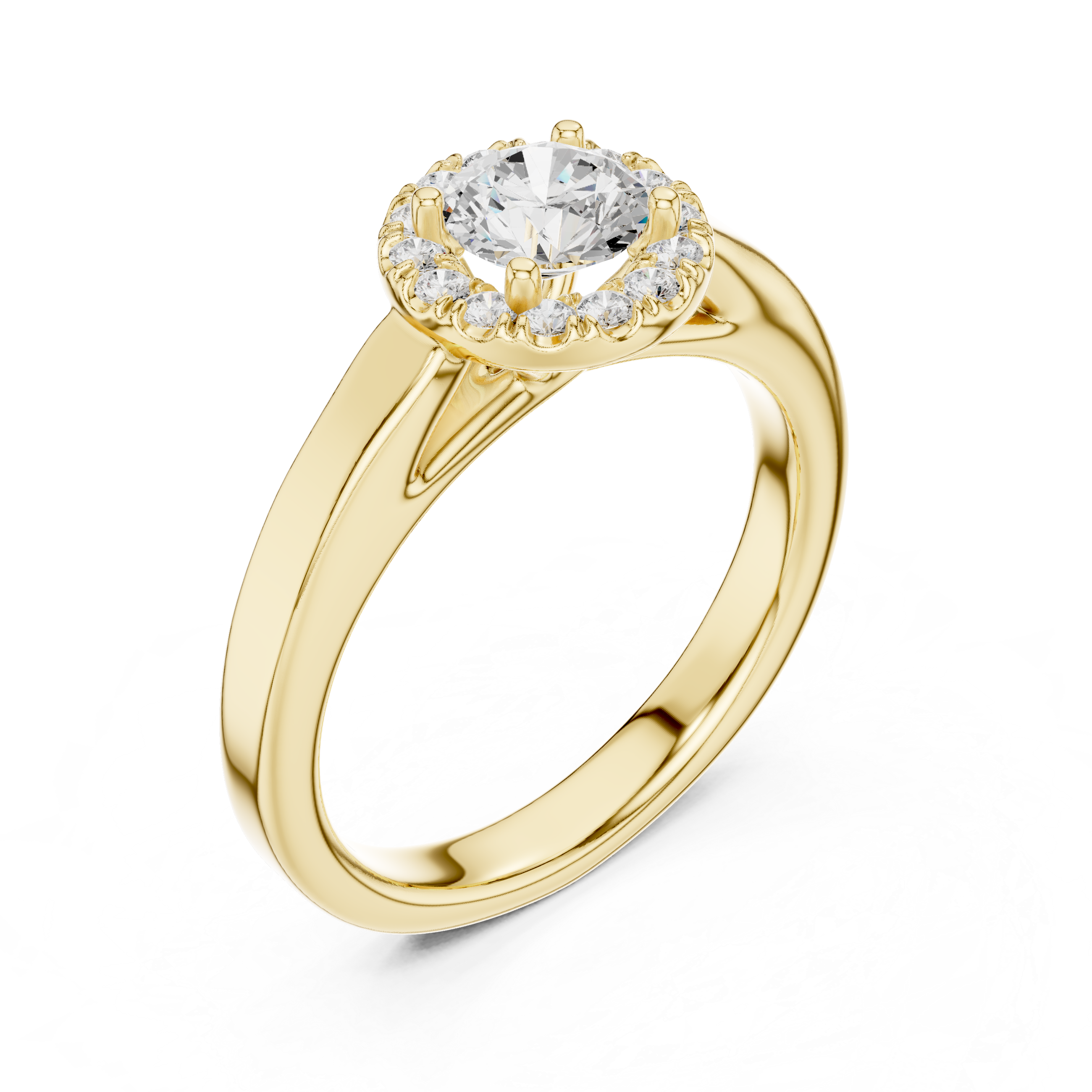 Unique Round Cut Halo Diamond Engagement Ring, White Gold Ring, Gift for Her
