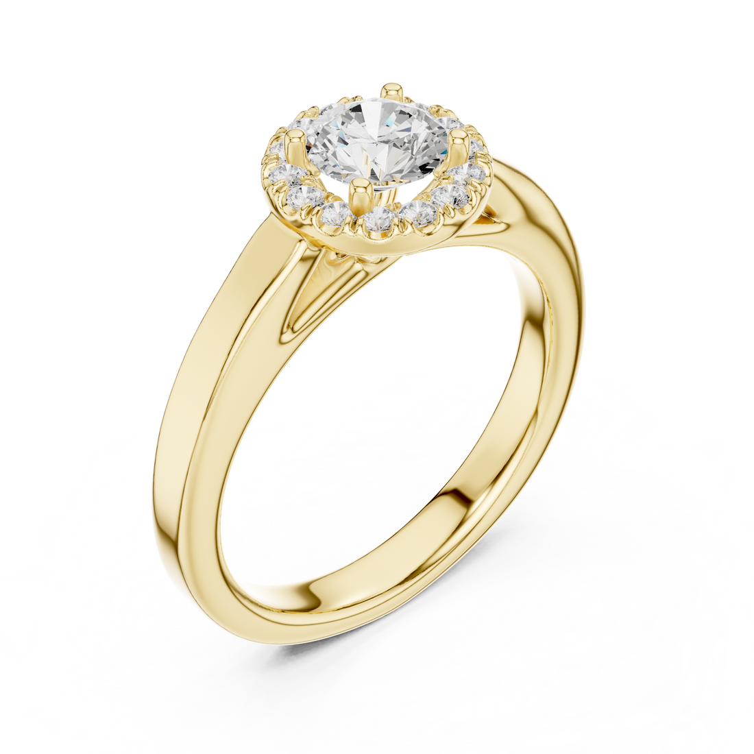 Unique Round Cut Halo Diamond Engagement Ring, White Gold Ring, Gift for Her