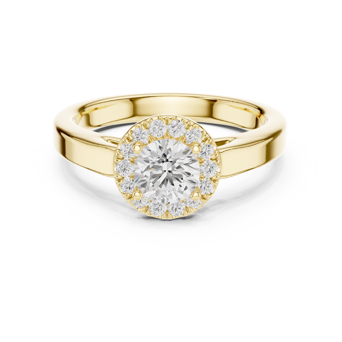 Unique Round Cut Halo Diamond Engagement Ring, White Gold Ring, Gift for Her