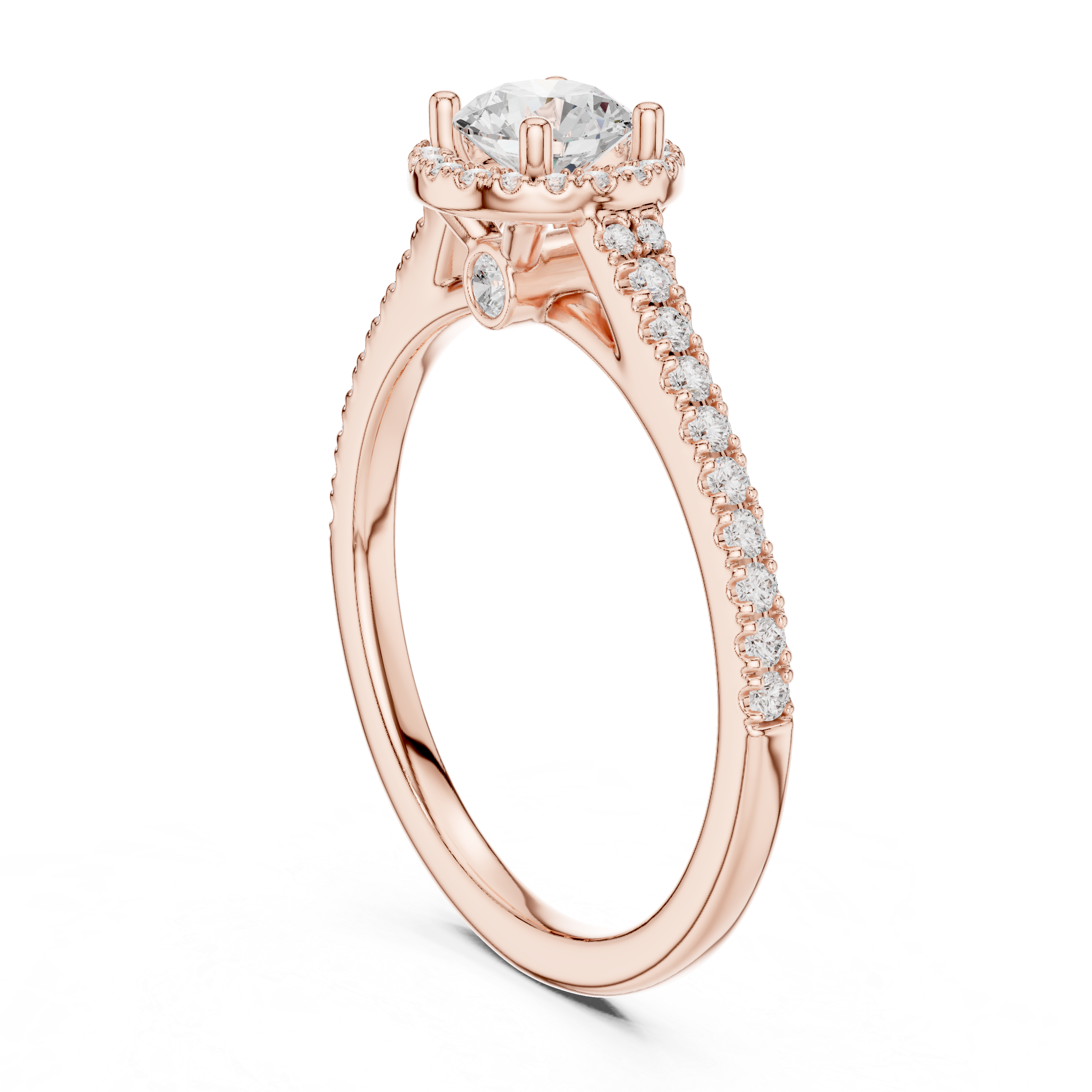 Premium Halo Round Diamond Ring with Elegant Pave Setting