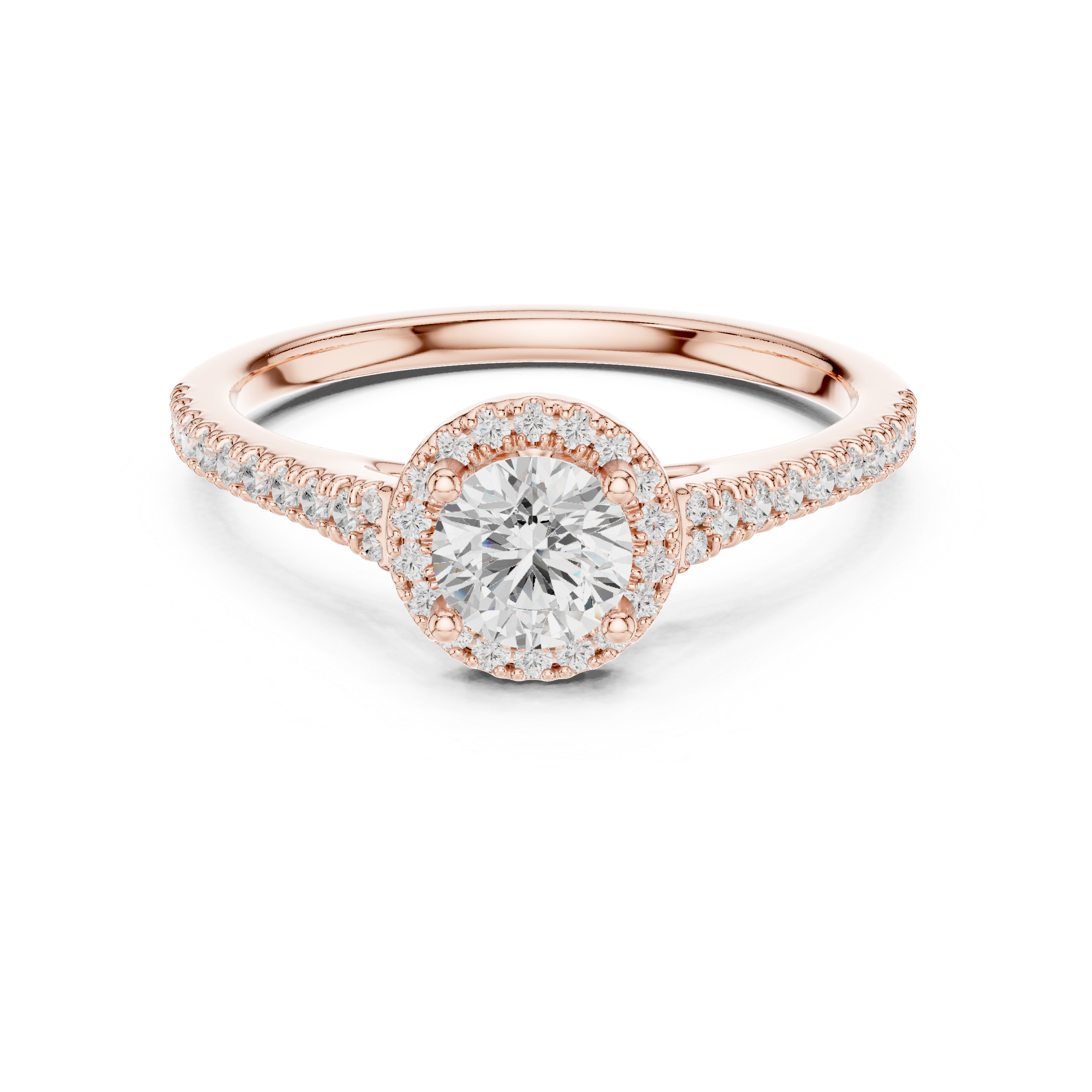Premium Halo Round Diamond Ring with Elegant Pave Setting