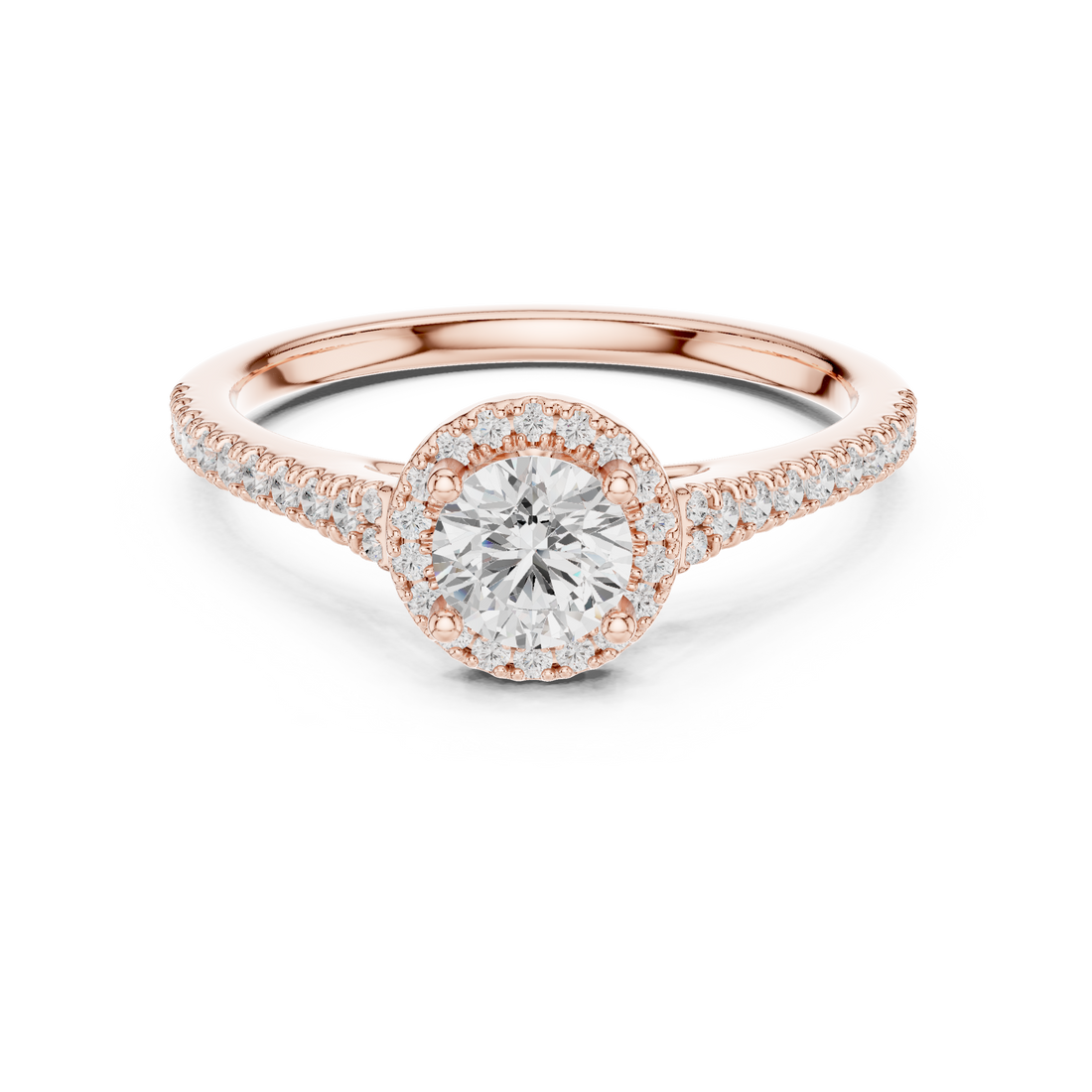 Premium Halo Round Diamond Ring with Elegant Pave Setting