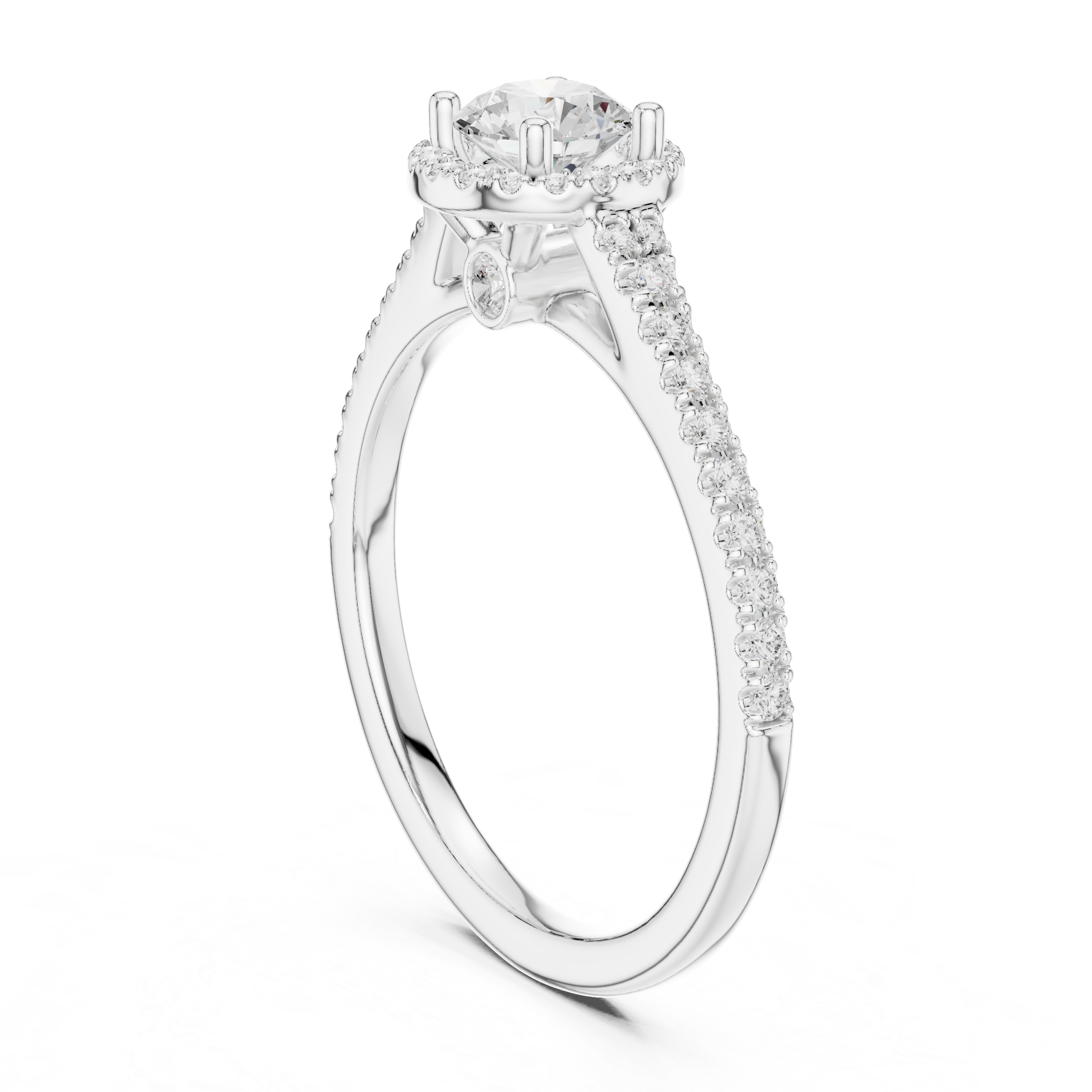 Premium Halo Round Diamond Ring with Elegant Pave Setting