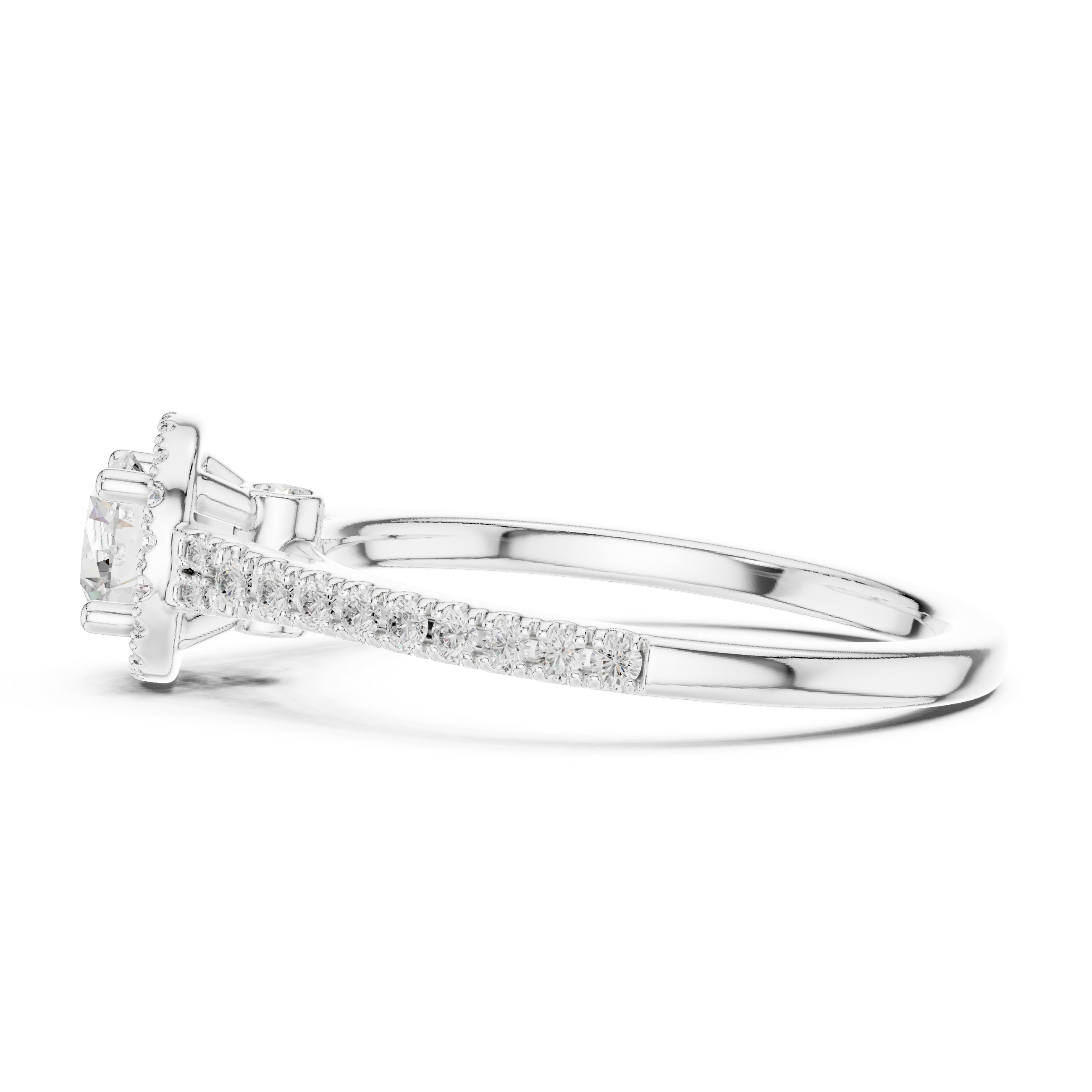 Premium Halo Round Diamond Ring with Elegant Pave Setting