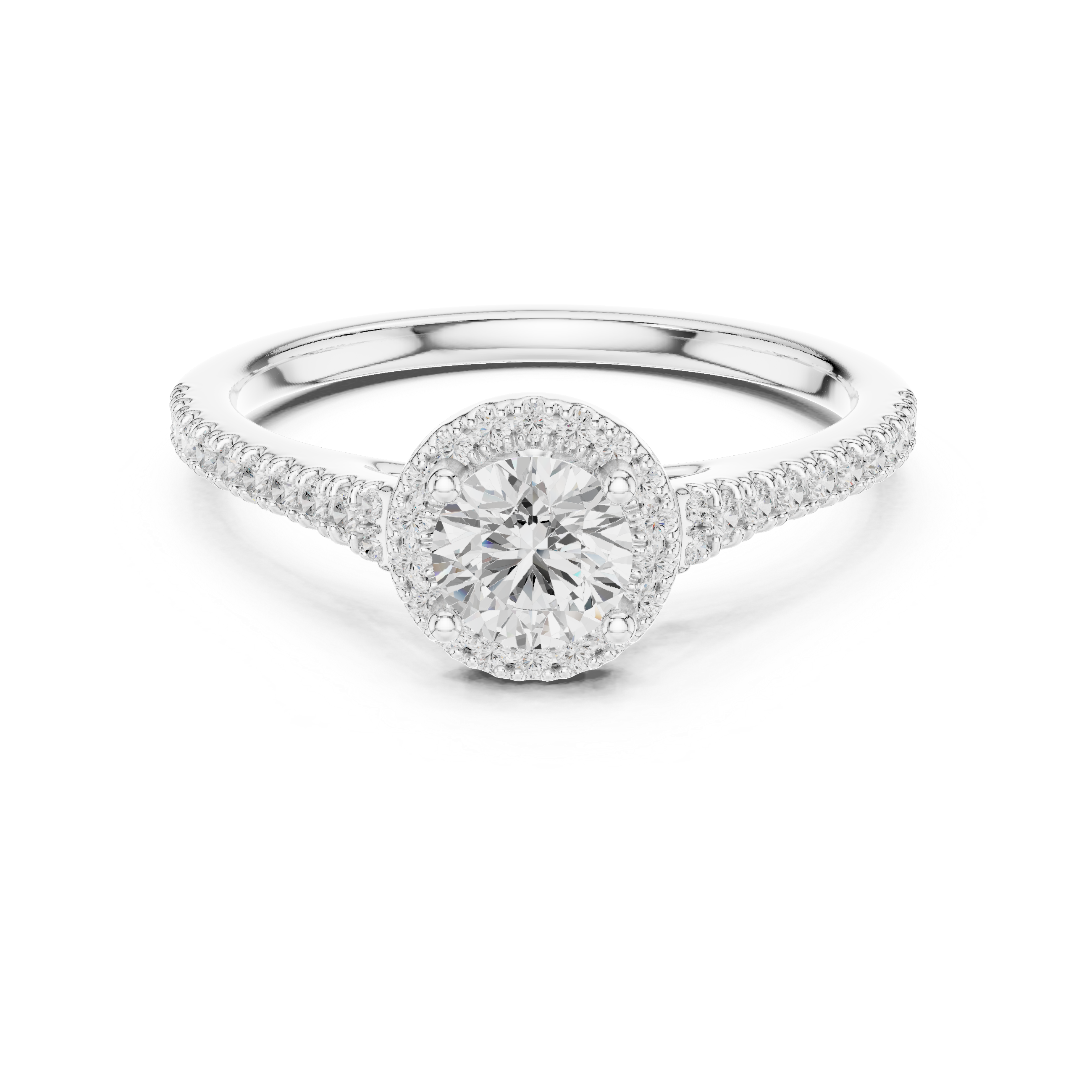 Premium Halo Round Diamond Ring with Elegant Pave Setting