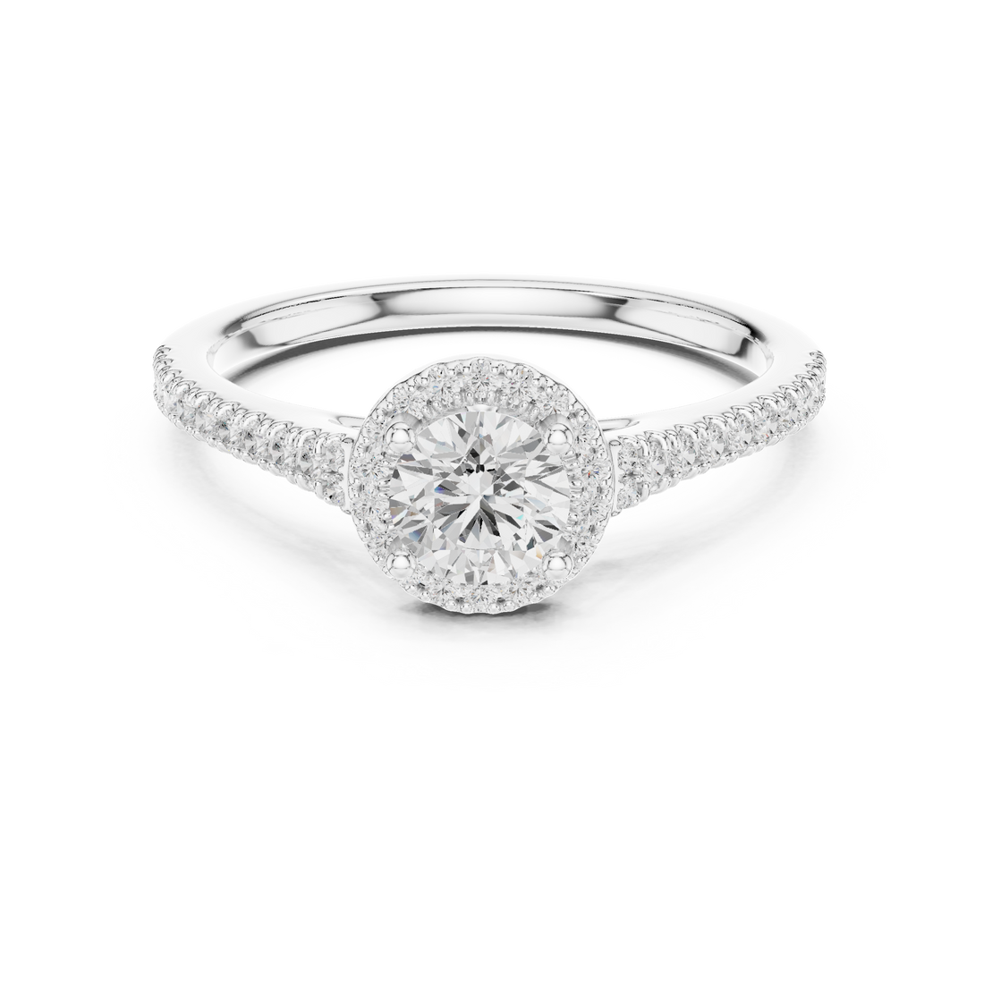 Premium Halo Round Diamond Ring with Elegant Pave Setting