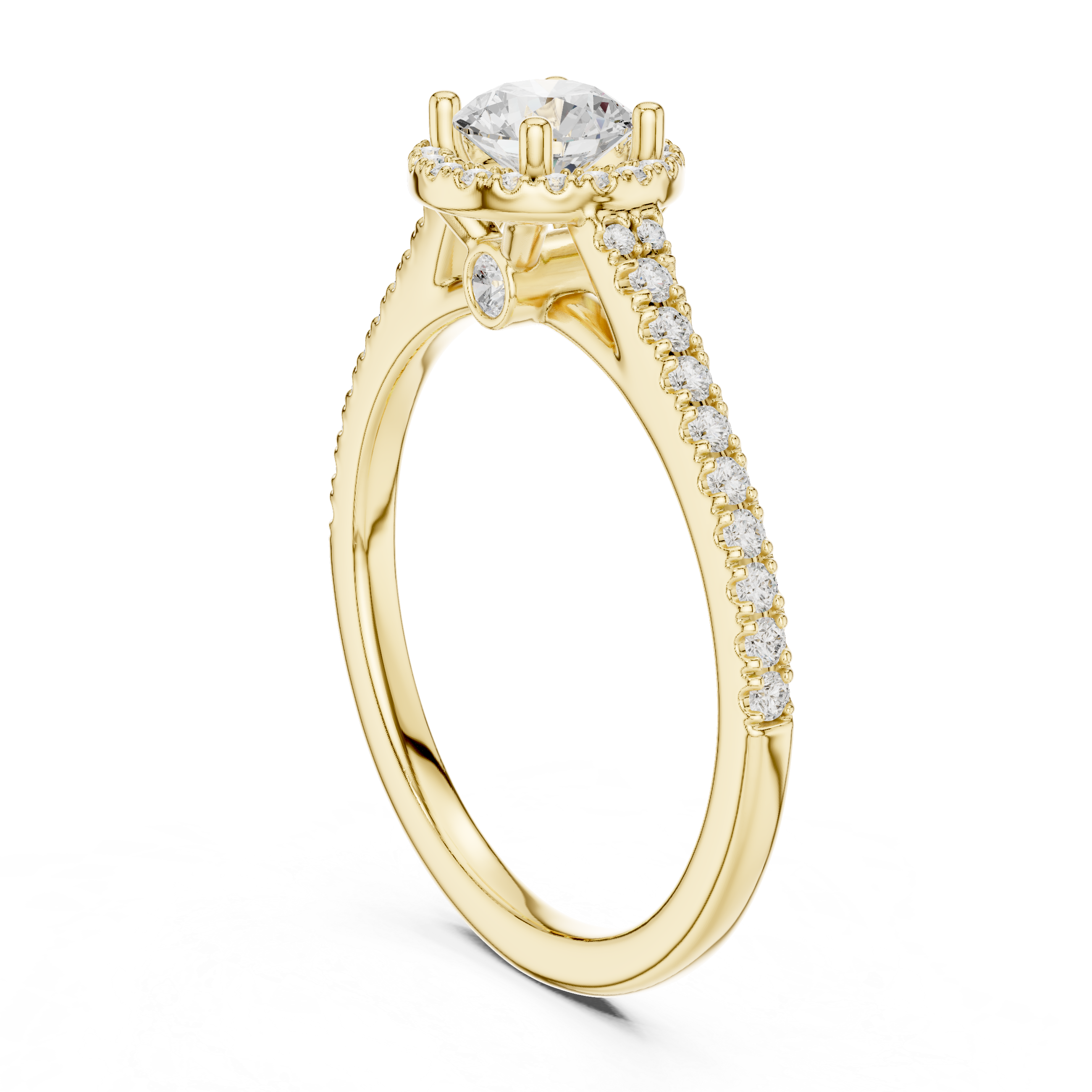 Premium Halo Round Diamond Ring with Elegant Pave Setting