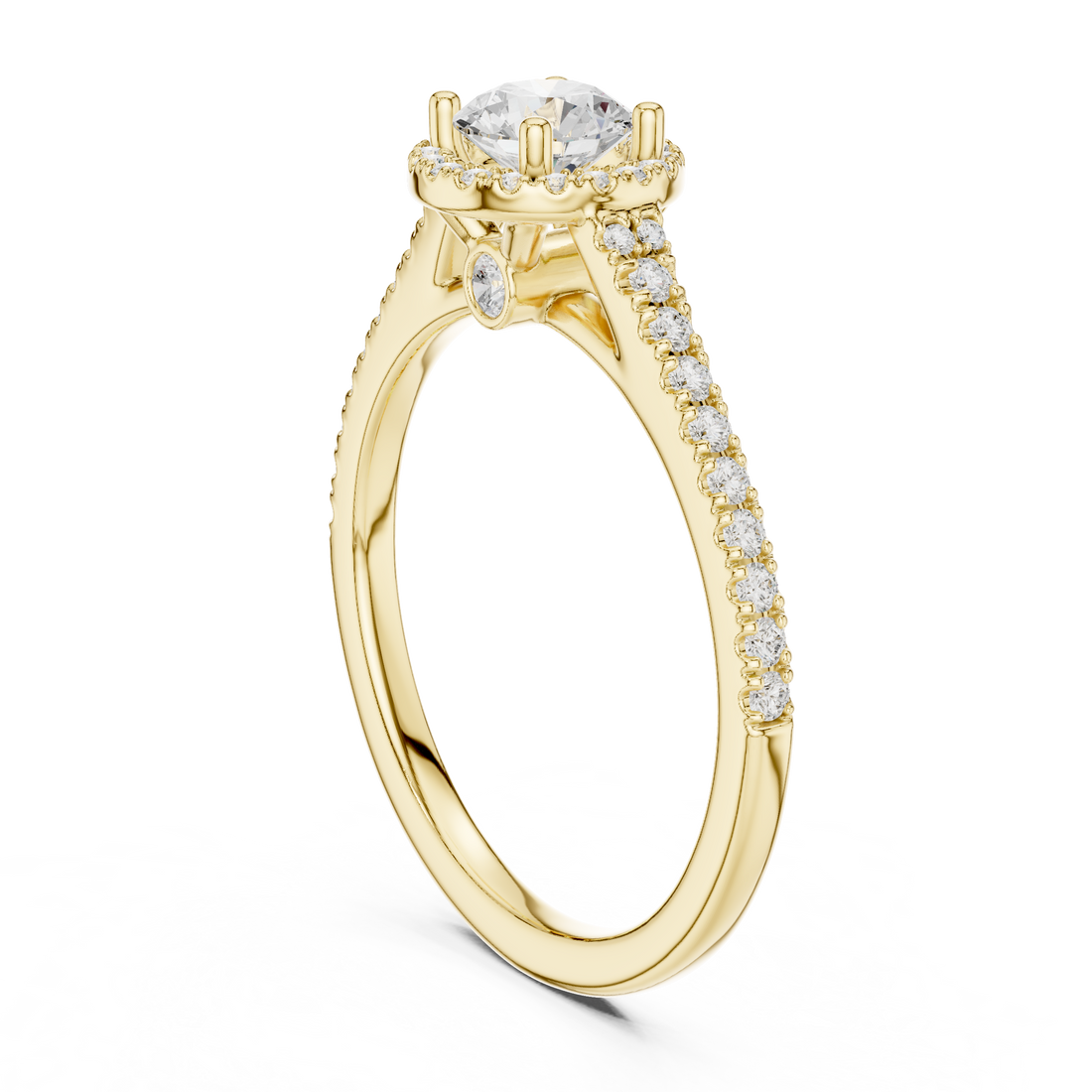 Premium Halo Round Diamond Ring with Elegant Pave Setting