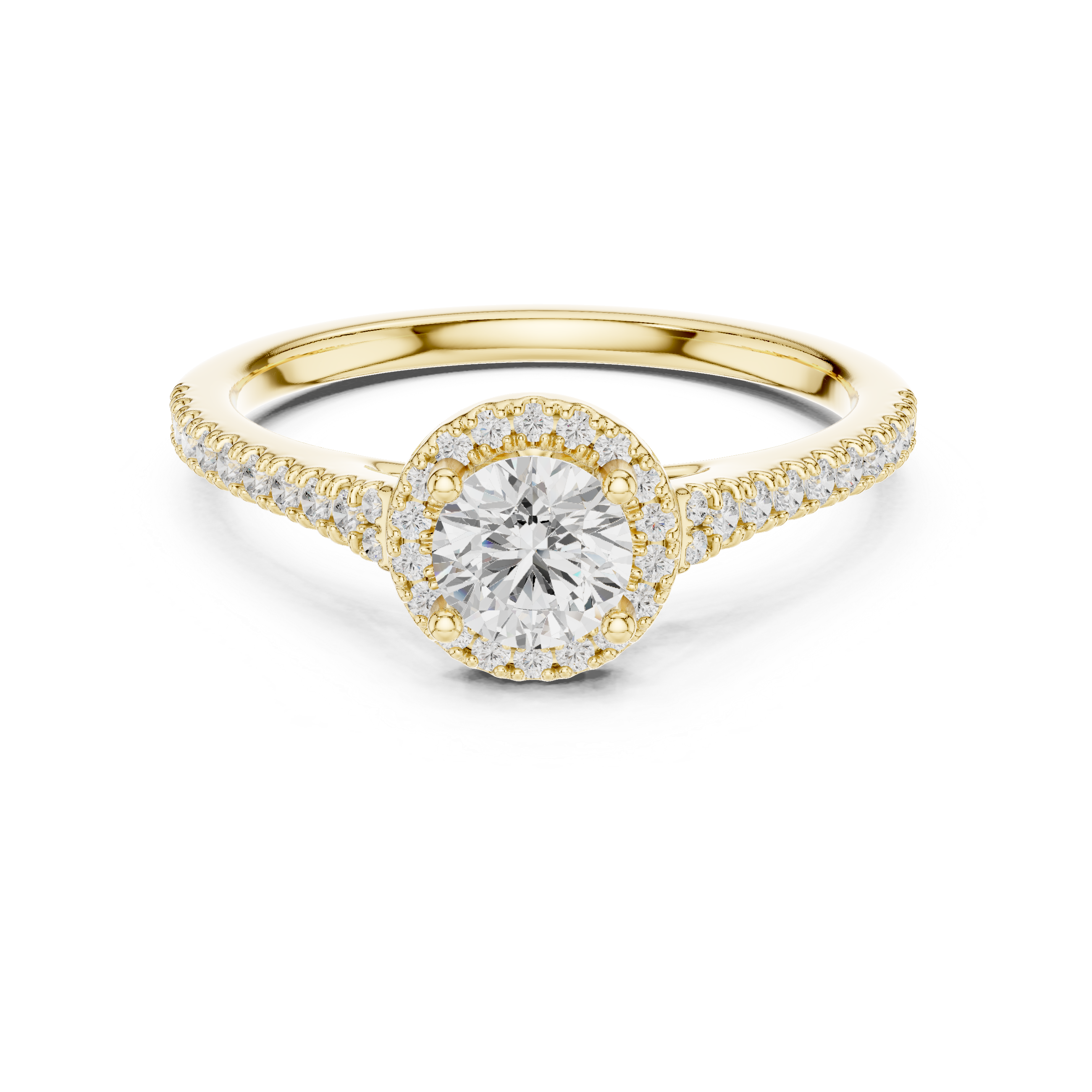 Premium Halo Round Diamond Ring with Elegant Pave Setting