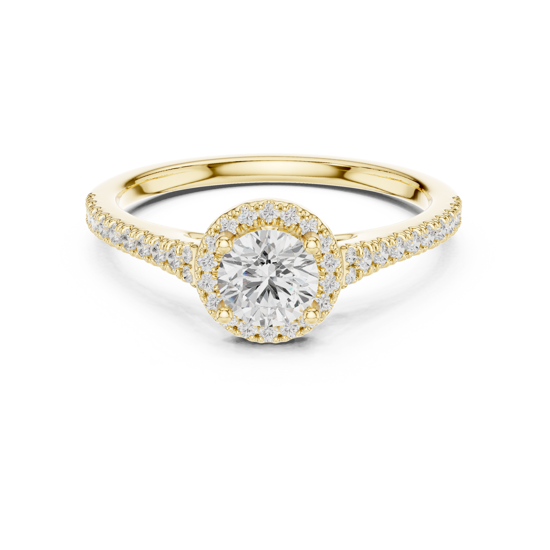 Premium Halo Round Diamond Ring with Elegant Pave Setting