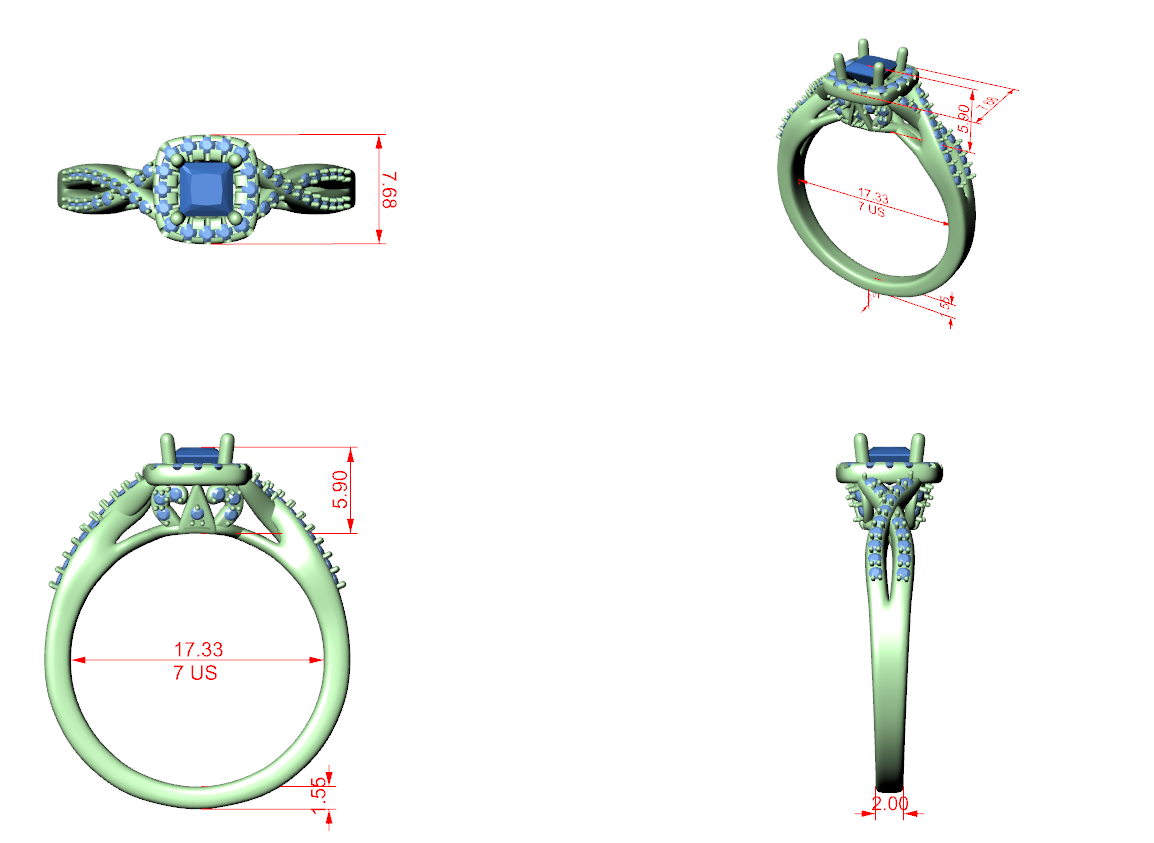 Premium Princess Cut Halo Ring with Sparkling Diamond Accents