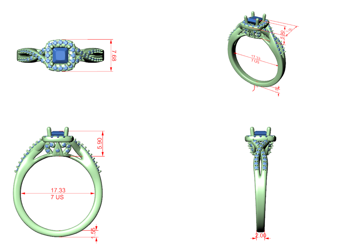 Premium Princess Cut Halo Ring with Sparkling Diamond Accents
