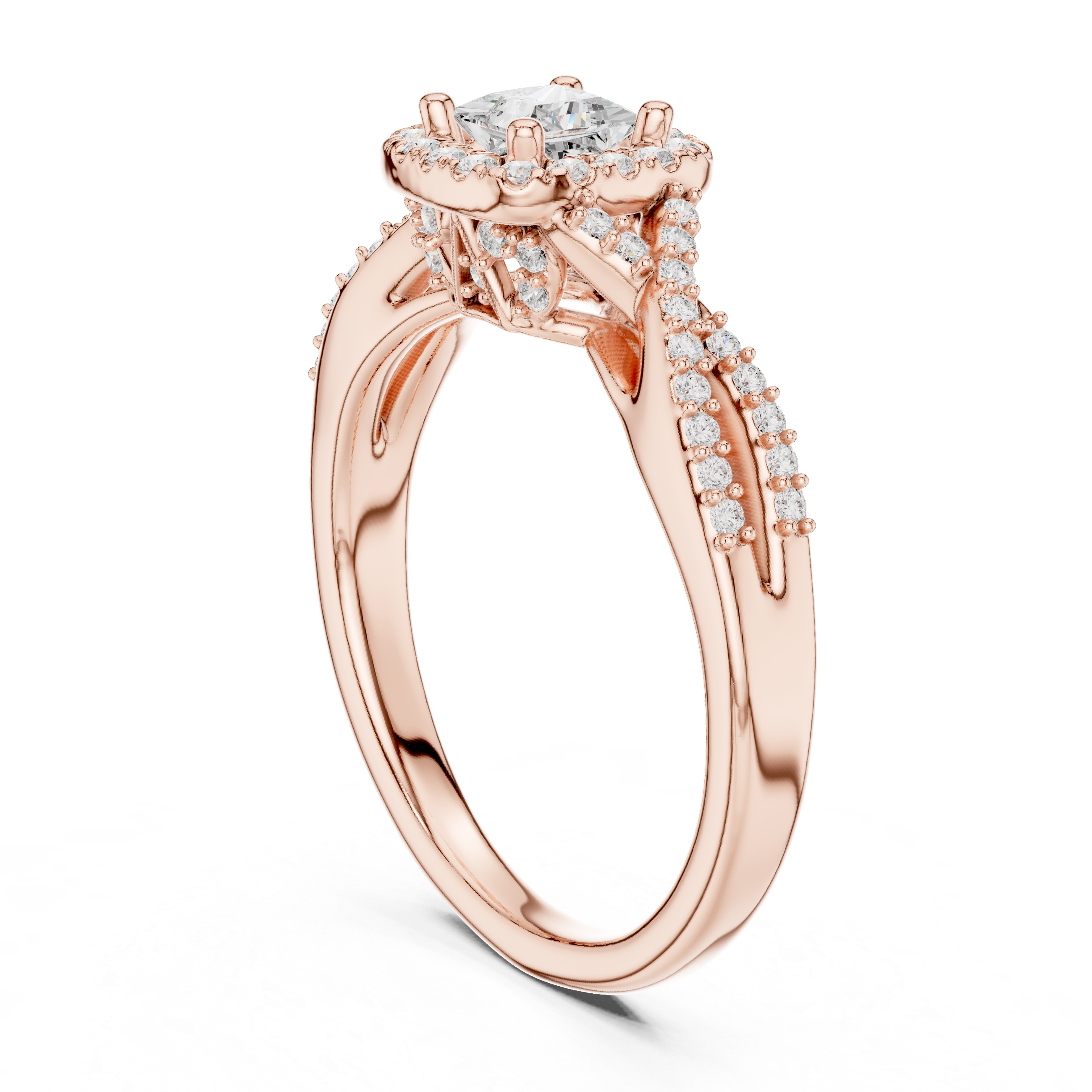 Premium Princess Cut Halo Ring with Sparkling Diamond Accents