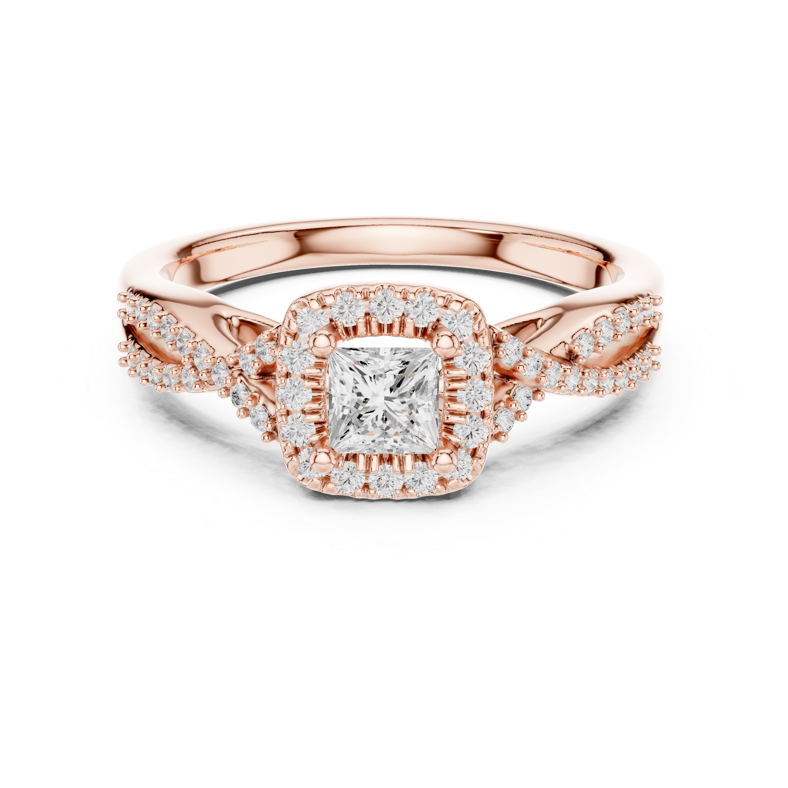 Premium Princess Cut Halo Ring with Sparkling Diamond Accents