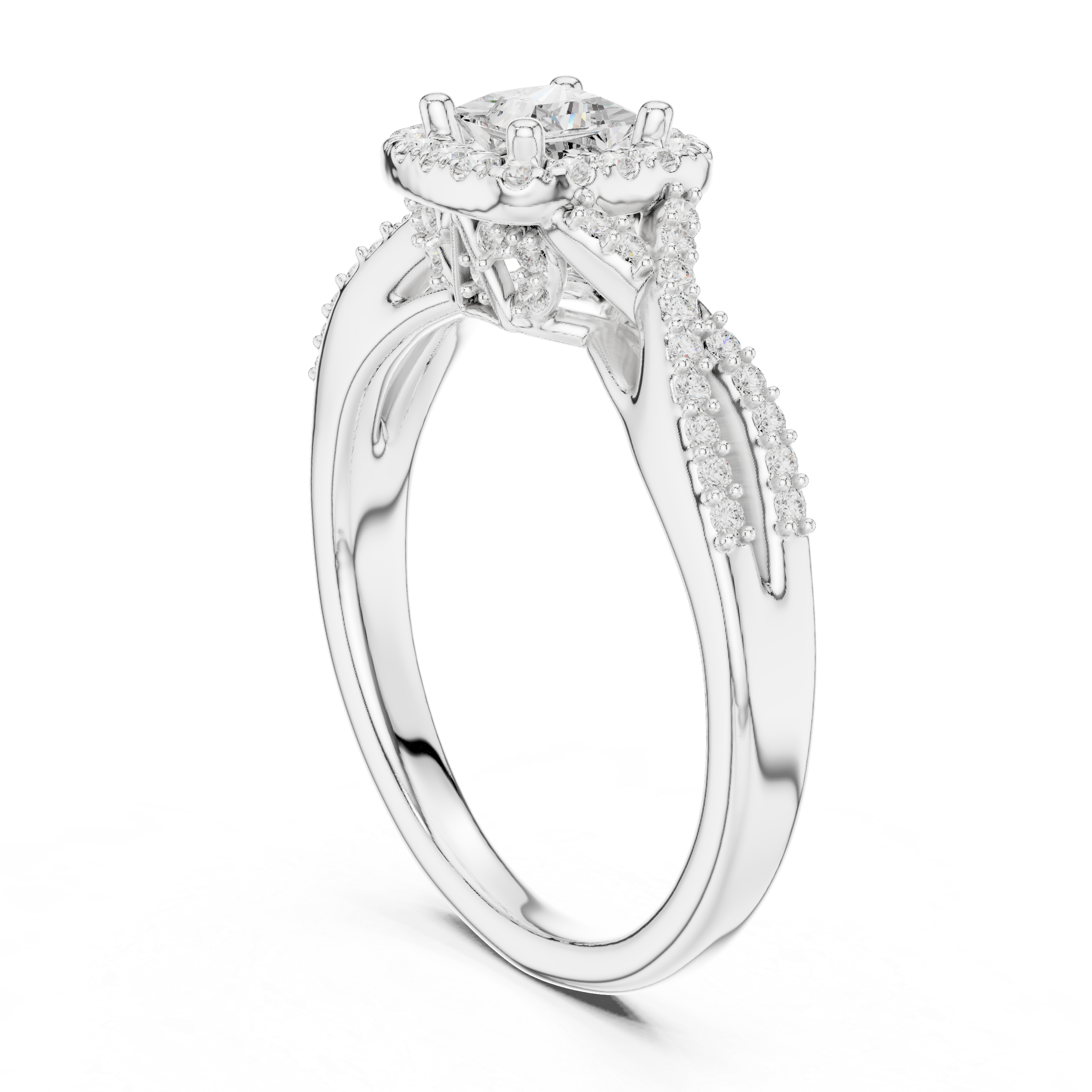Premium Princess Cut Halo Ring with Sparkling Diamond Accents