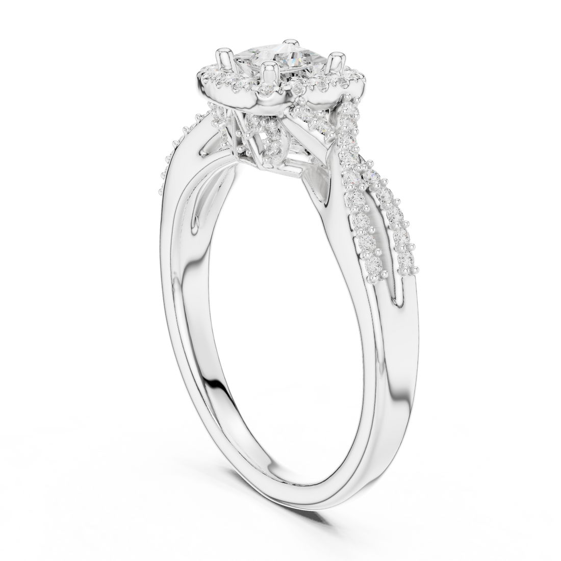 Premium Princess Cut Halo Ring with Sparkling Diamond Accents
