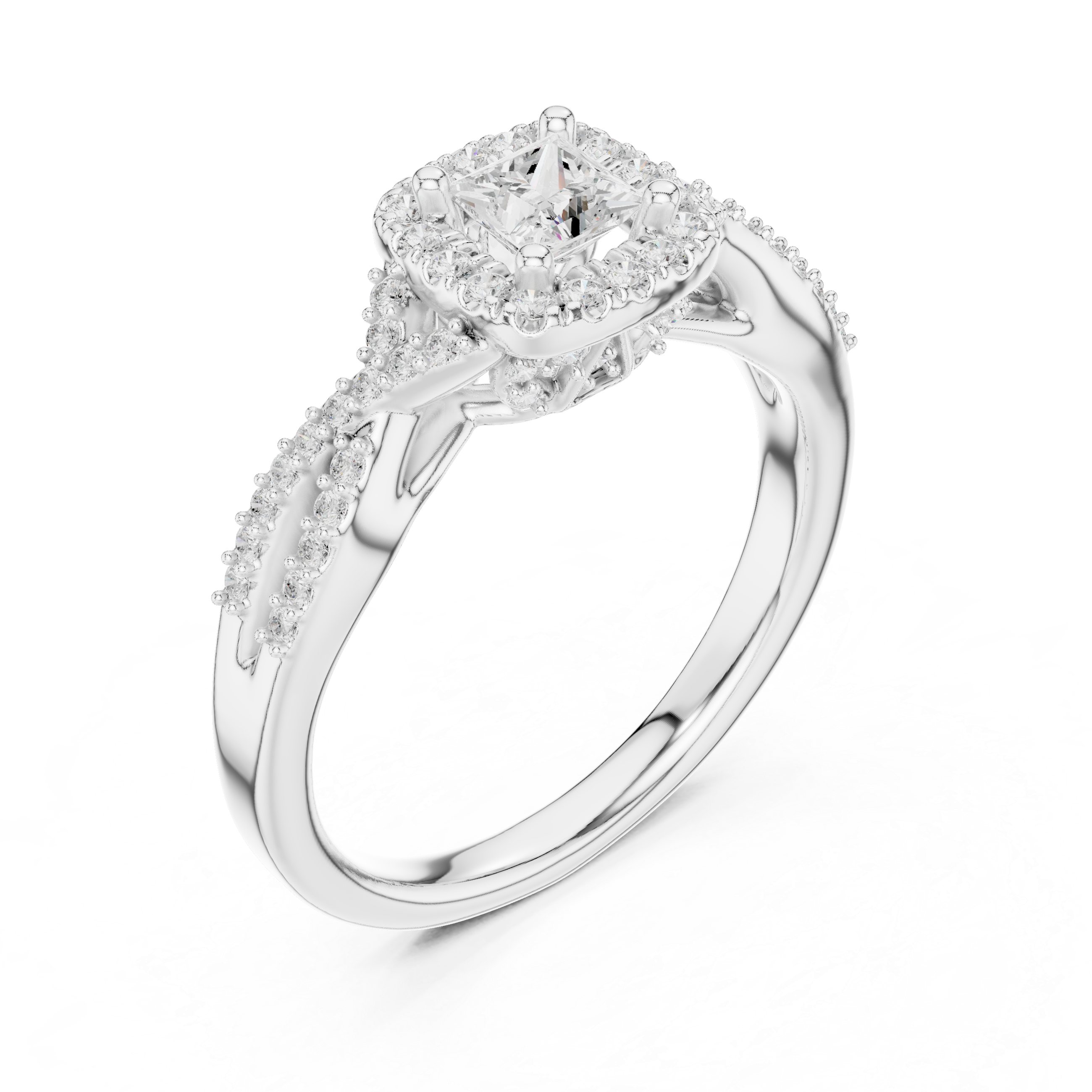 Premium Princess Cut Halo Ring with Sparkling Diamond Accents