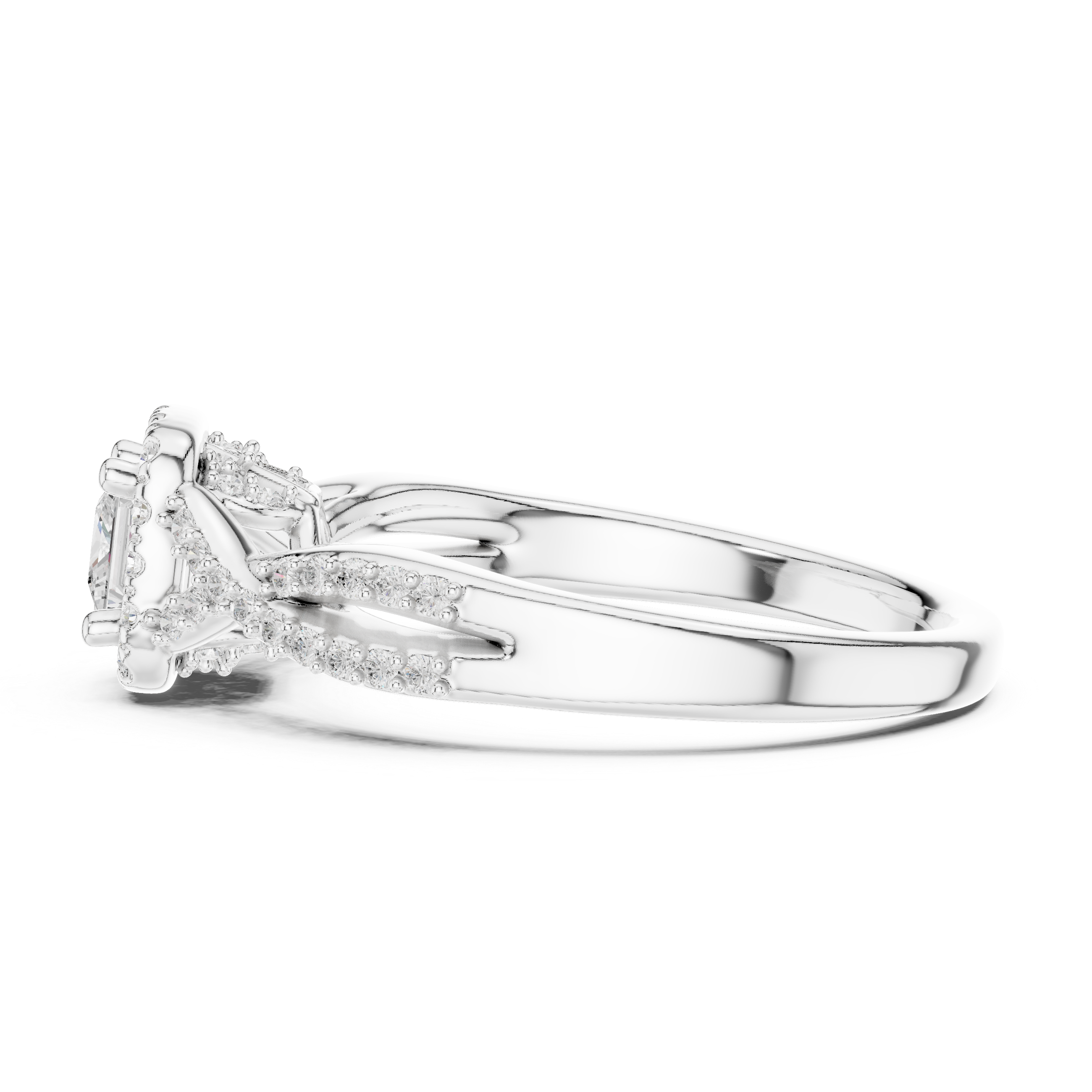 Premium Princess Cut Halo Ring with Sparkling Diamond Accents