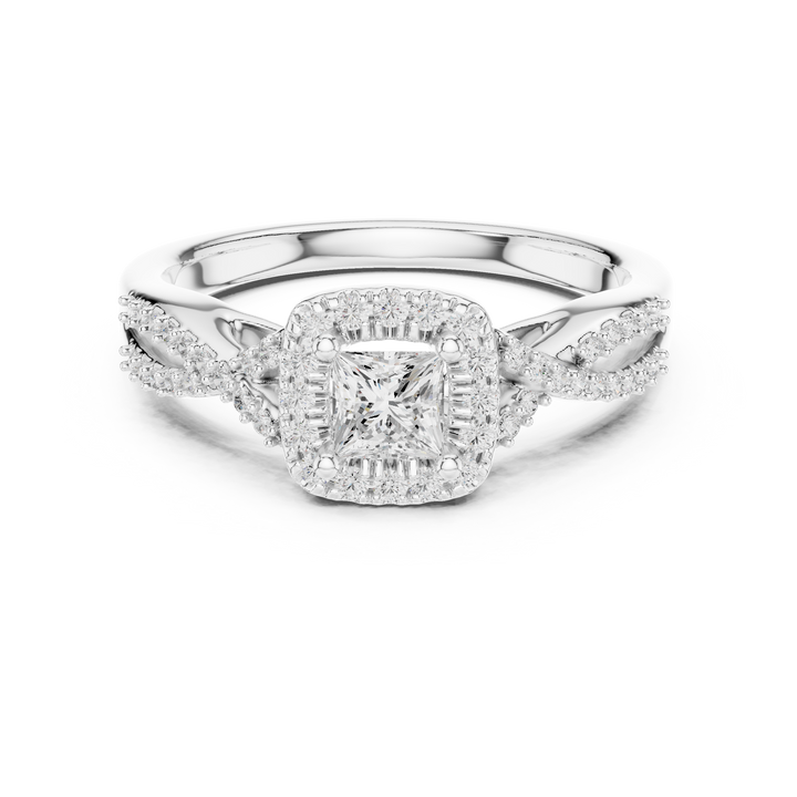 Premium Princess Cut Halo Ring with Sparkling Diamond Accents