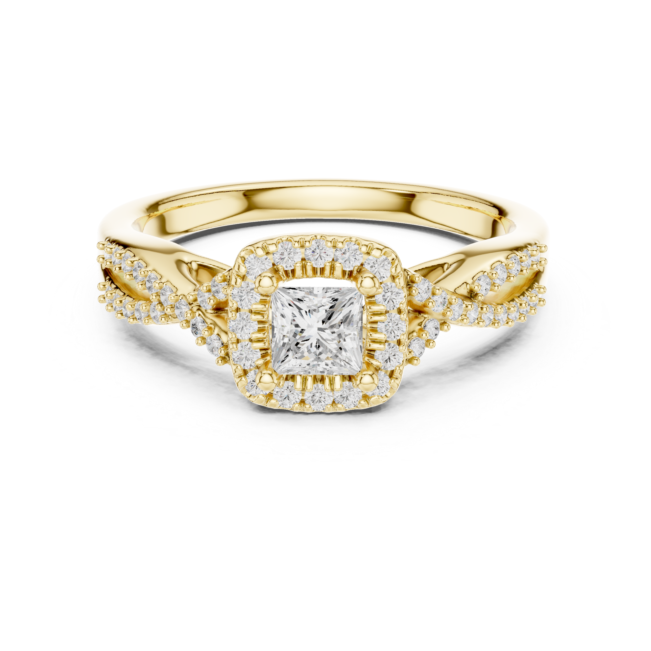 Premium Princess Cut Halo Ring with Sparkling Diamond Accents