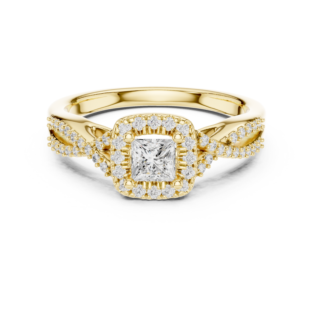 Premium Princess Cut Halo Ring with Sparkling Diamond Accents