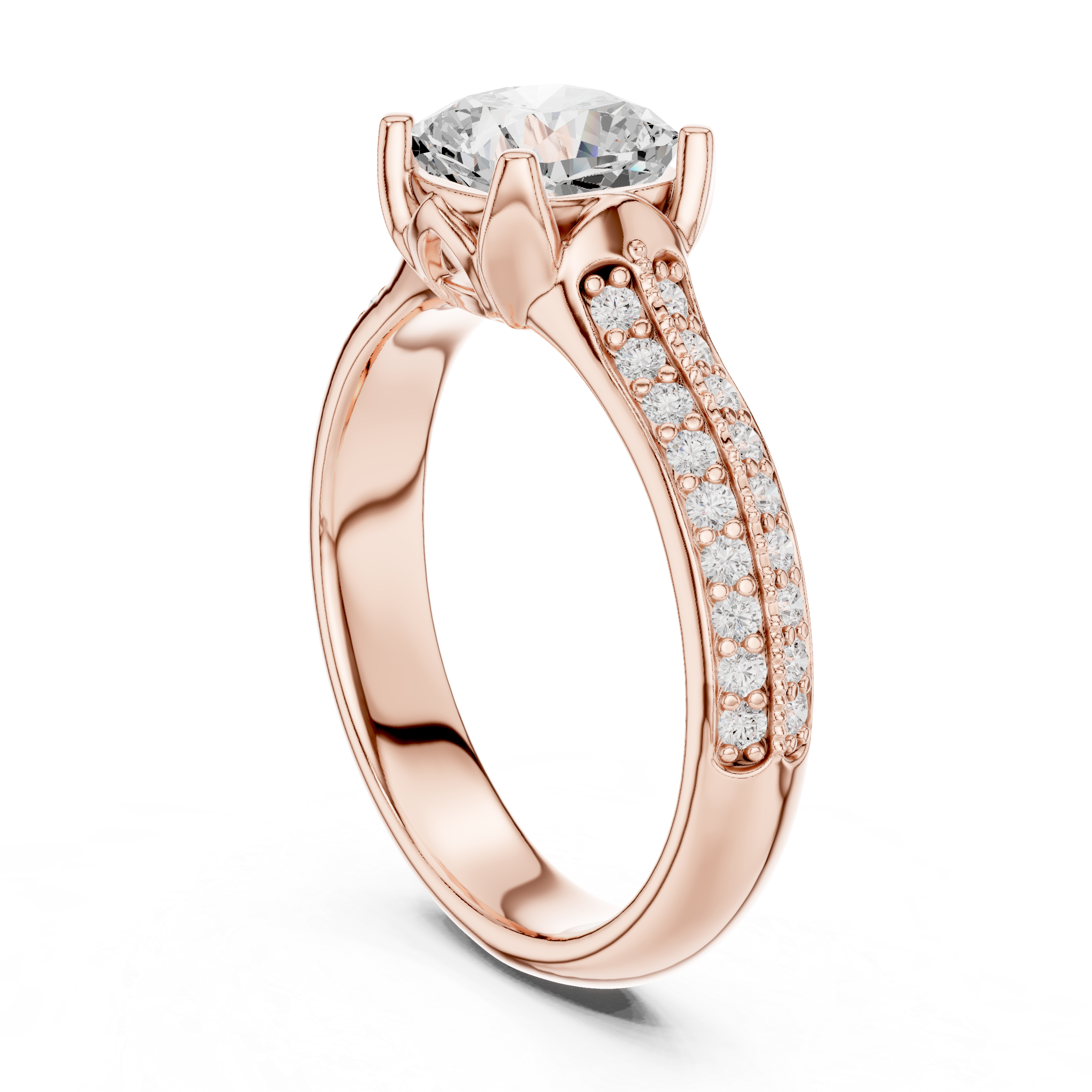 Stunning Cushion Ring with Double Pave Shank for Her