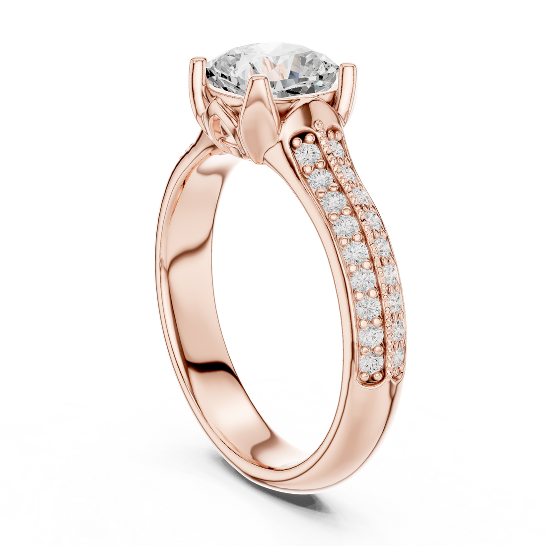 Stunning Cushion Ring with Double Pave Shank for Her