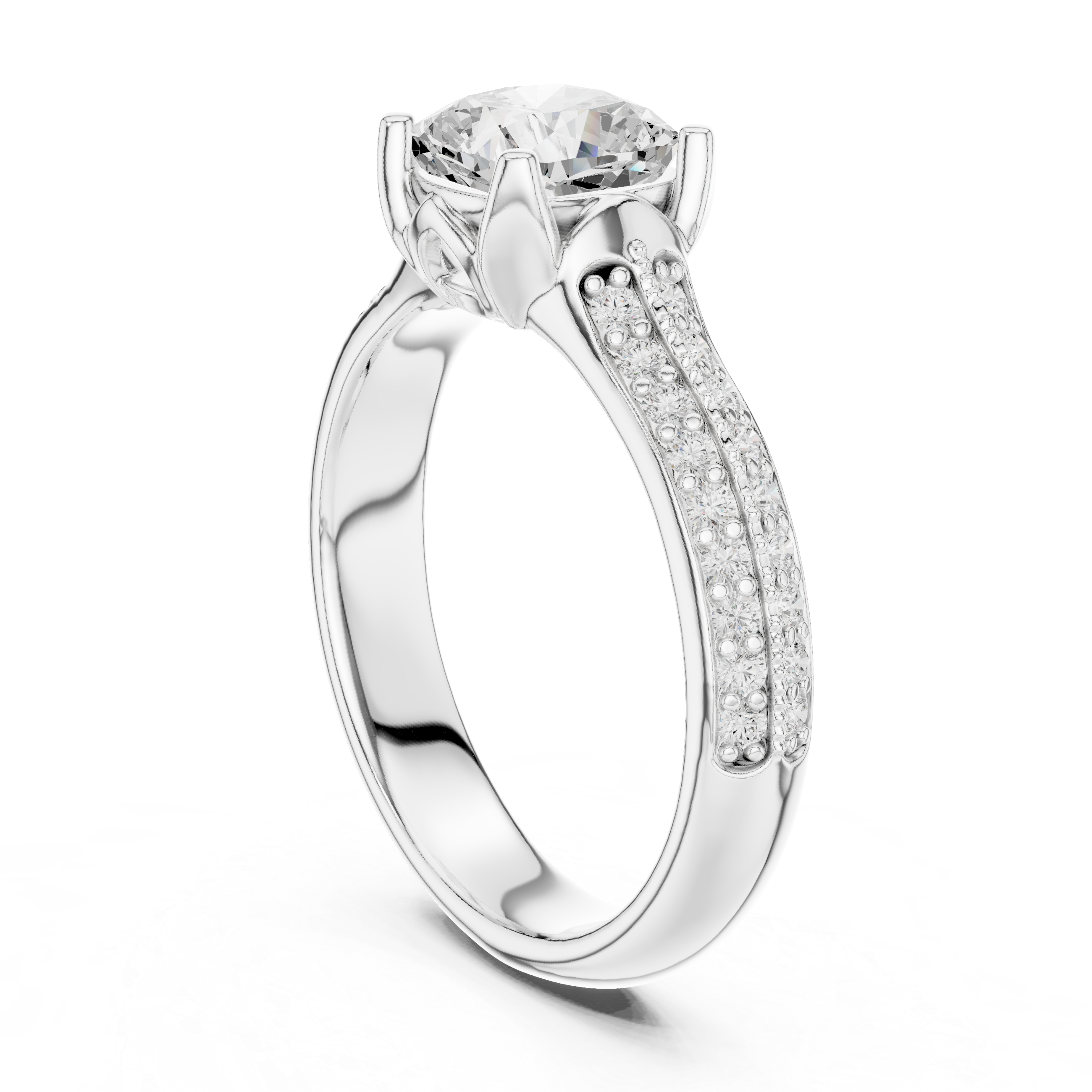 Stunning Cushion Ring with Double Pave Shank for Her