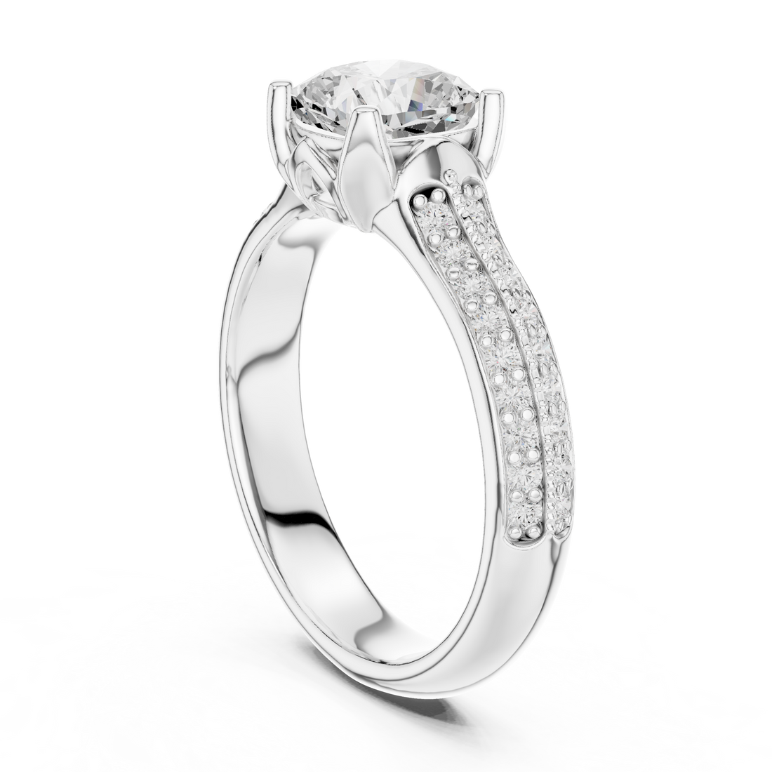 Stunning Cushion Ring with Double Pave Shank for Her