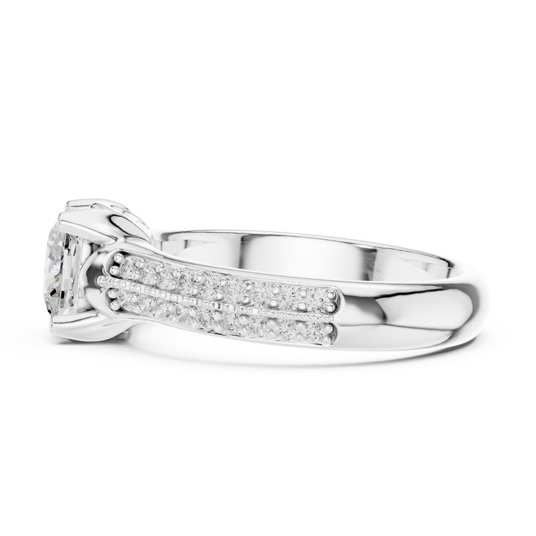 Stunning Cushion Ring with Double Pave Shank for Her