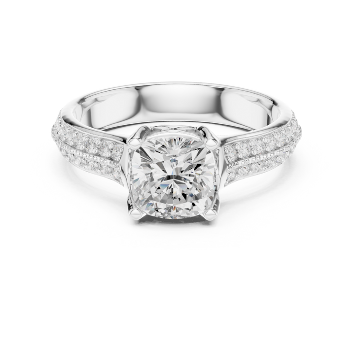 Stunning Cushion Ring with Double Pave Shank for Her