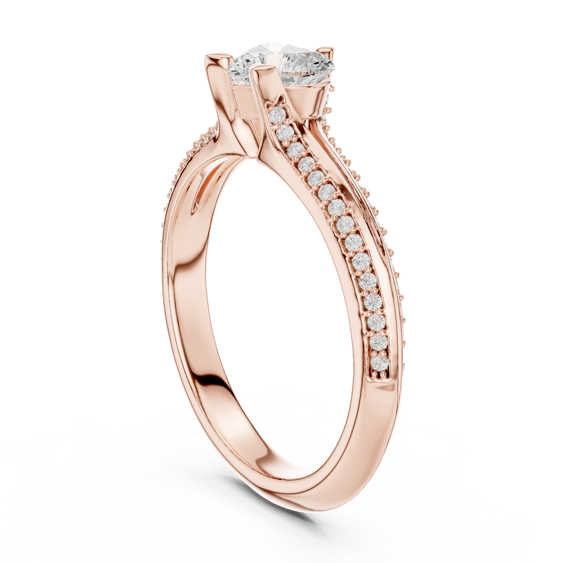 Graceful Heart Diamond Engagement Ring with Light Pave Accents