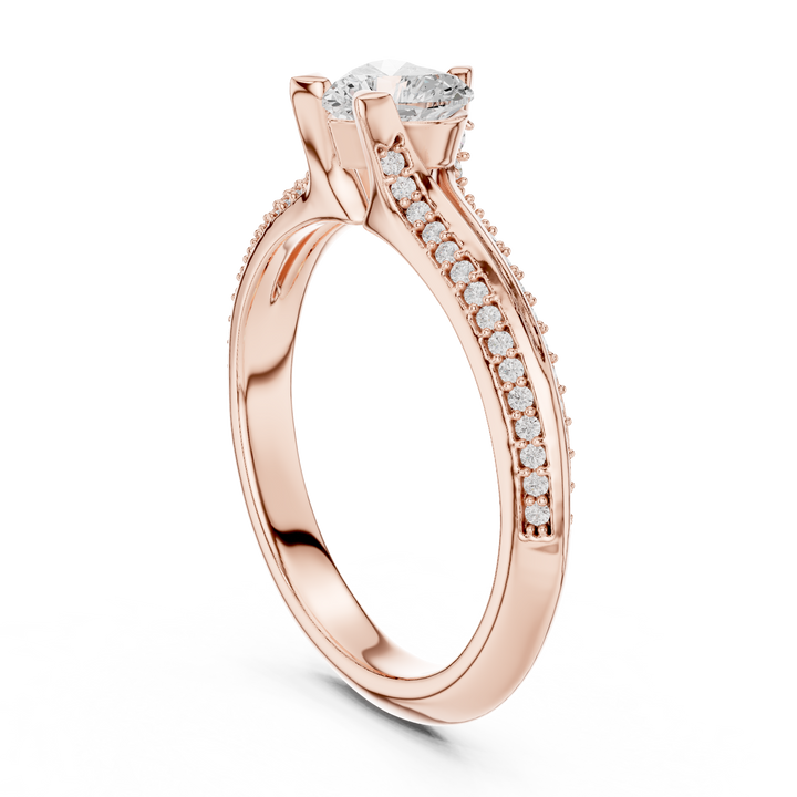 Graceful Heart Diamond Engagement Ring with Light Pave Accents