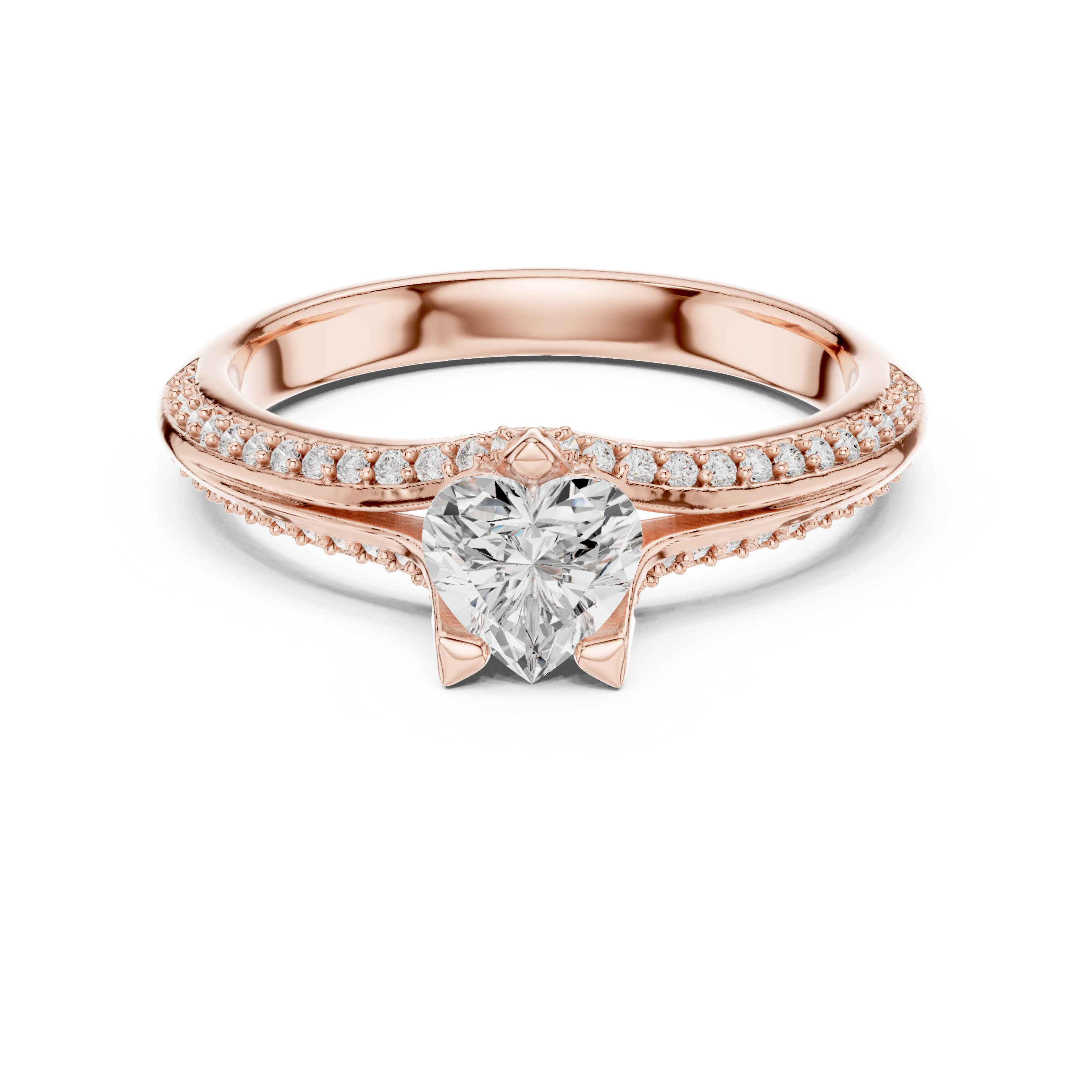Graceful Heart Diamond Engagement Ring with Light Pave Accents