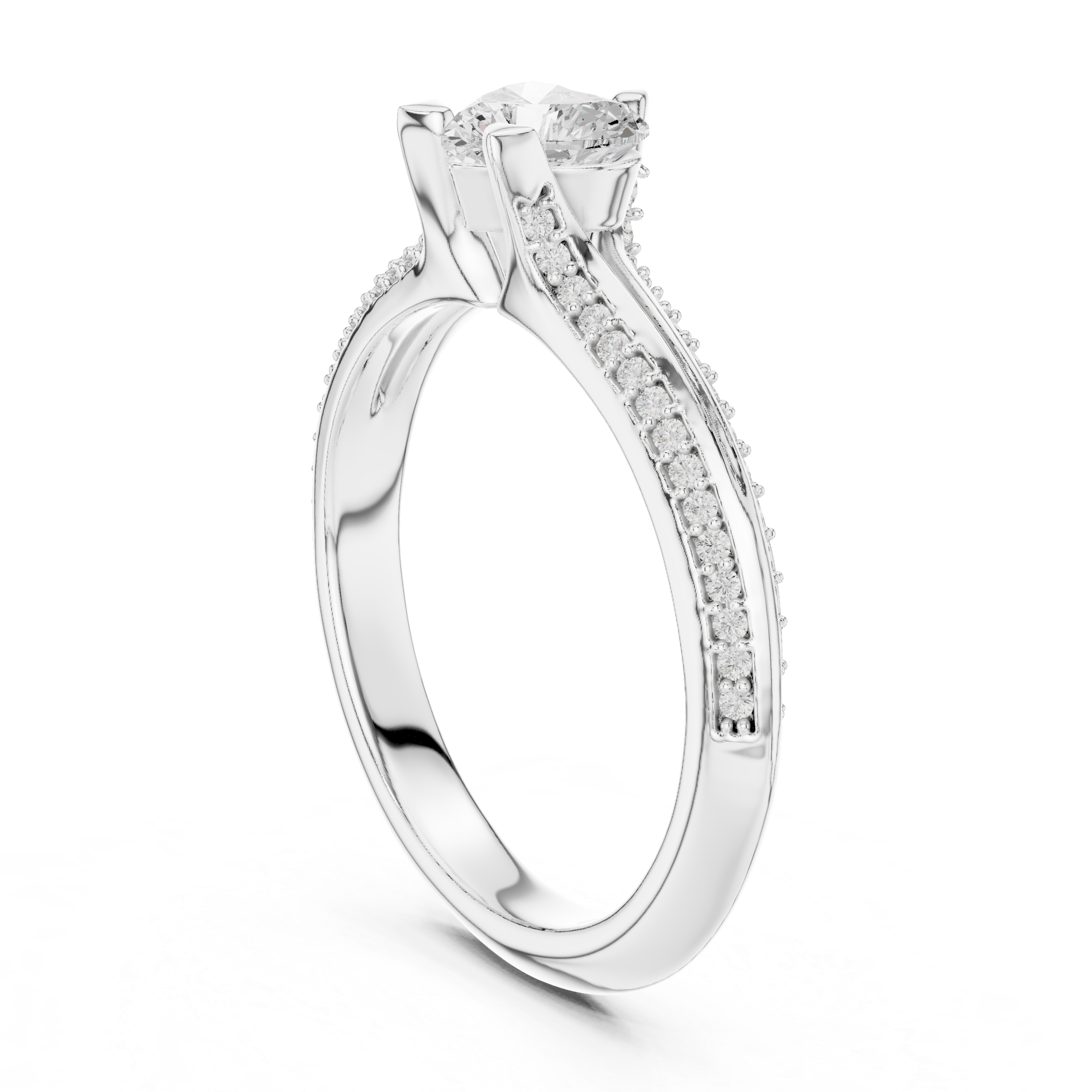 Graceful Heart Diamond Engagement Ring with Light Pave Accents
