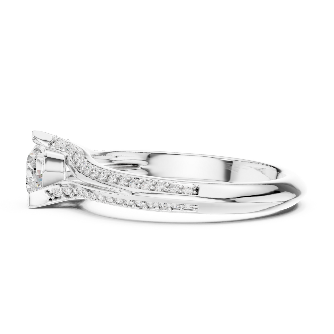 Graceful Heart Diamond Engagement Ring with Light Pave Accents