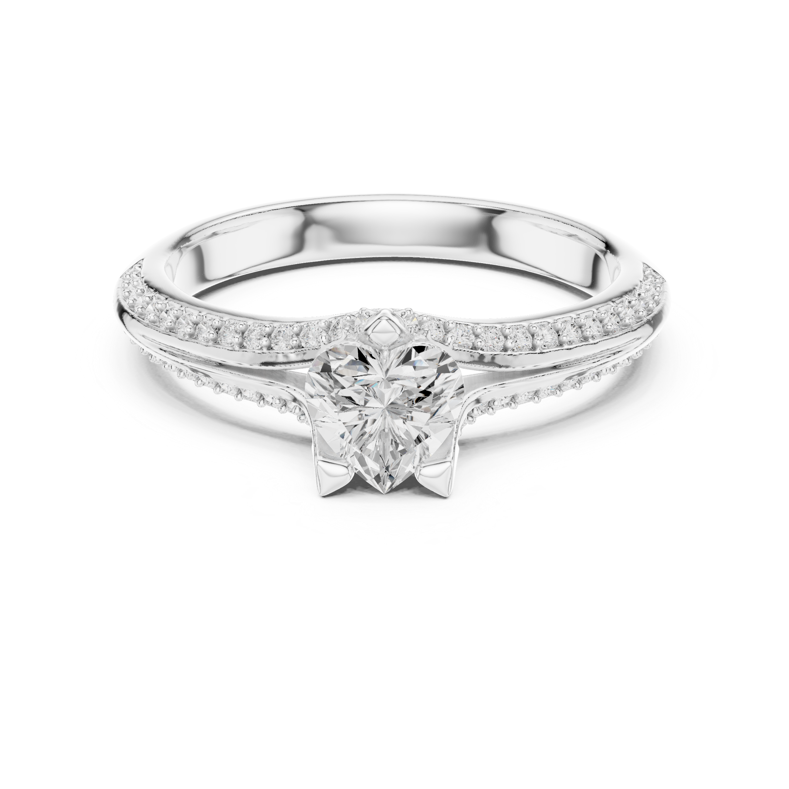 Graceful Heart Diamond Engagement Ring with Light Pave Accents