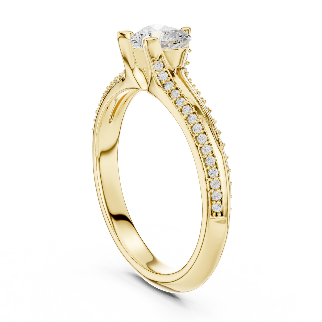 Graceful Heart Diamond Engagement Ring with Light Pave Accents